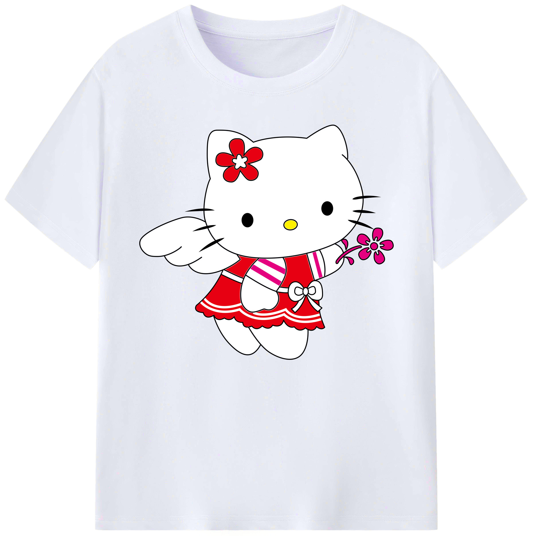 （画像用） Hello Kitty ハローキティ 綿100％ メンズ半袖Tシャツ｜肌触りやわらか＆通気性
