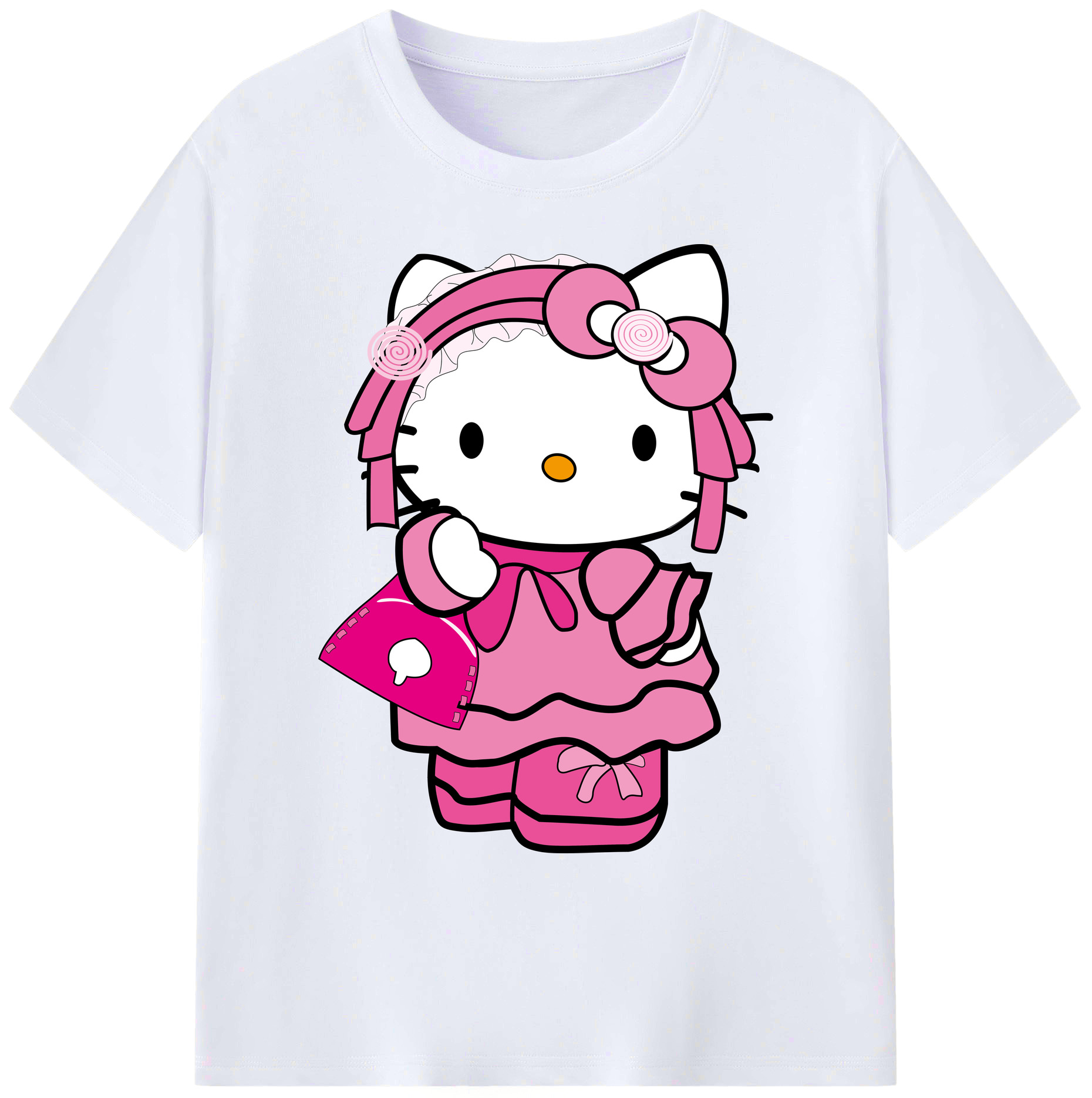 （画像用） Hello Kitty ハローキティ 綿100％ メンズ半袖Tシャツ｜肌触りやわらか＆通気性