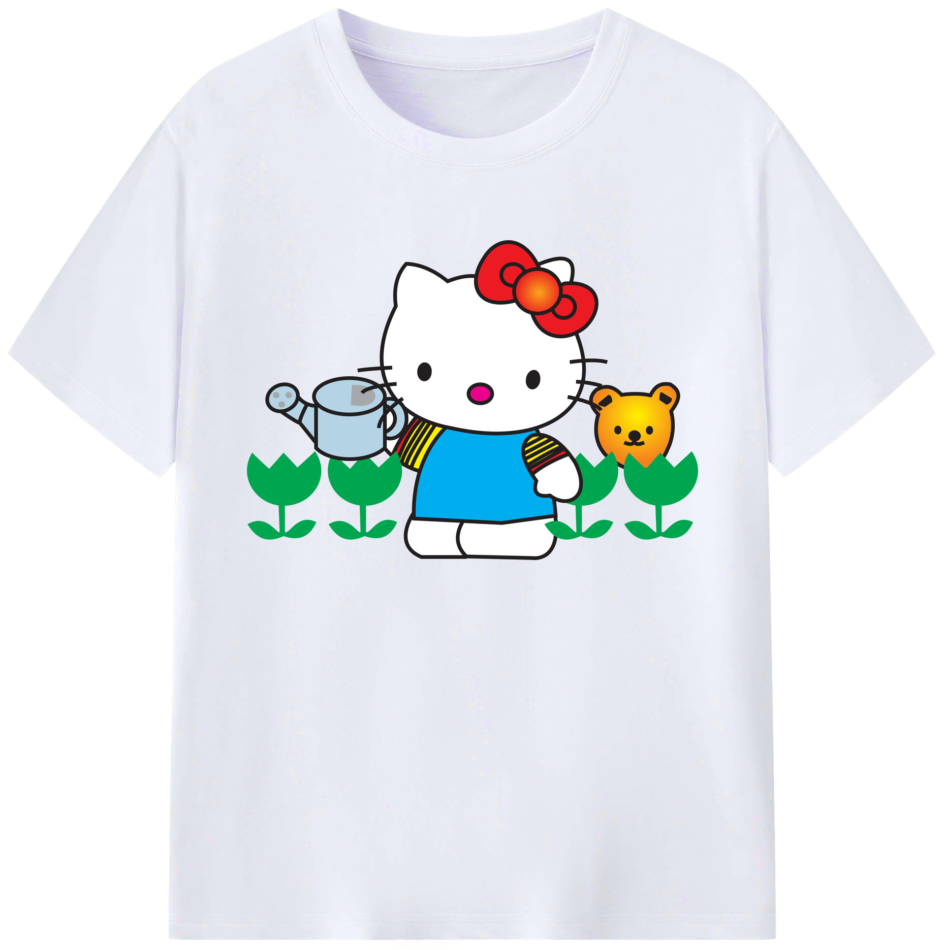 （画像用） Hello Kitty ハローキティ 綿100％ メンズ半袖Tシャツ｜肌触りやわらか＆通気性