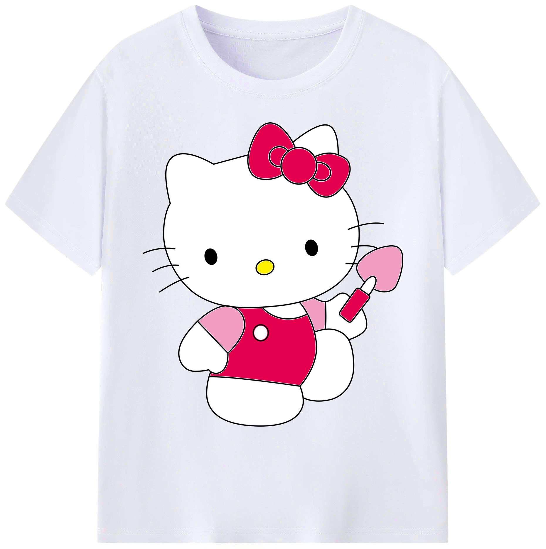 （画像用） Hello Kitty ハローキティ 綿100％ メンズ半袖Tシャツ｜肌触りやわらか＆通気性