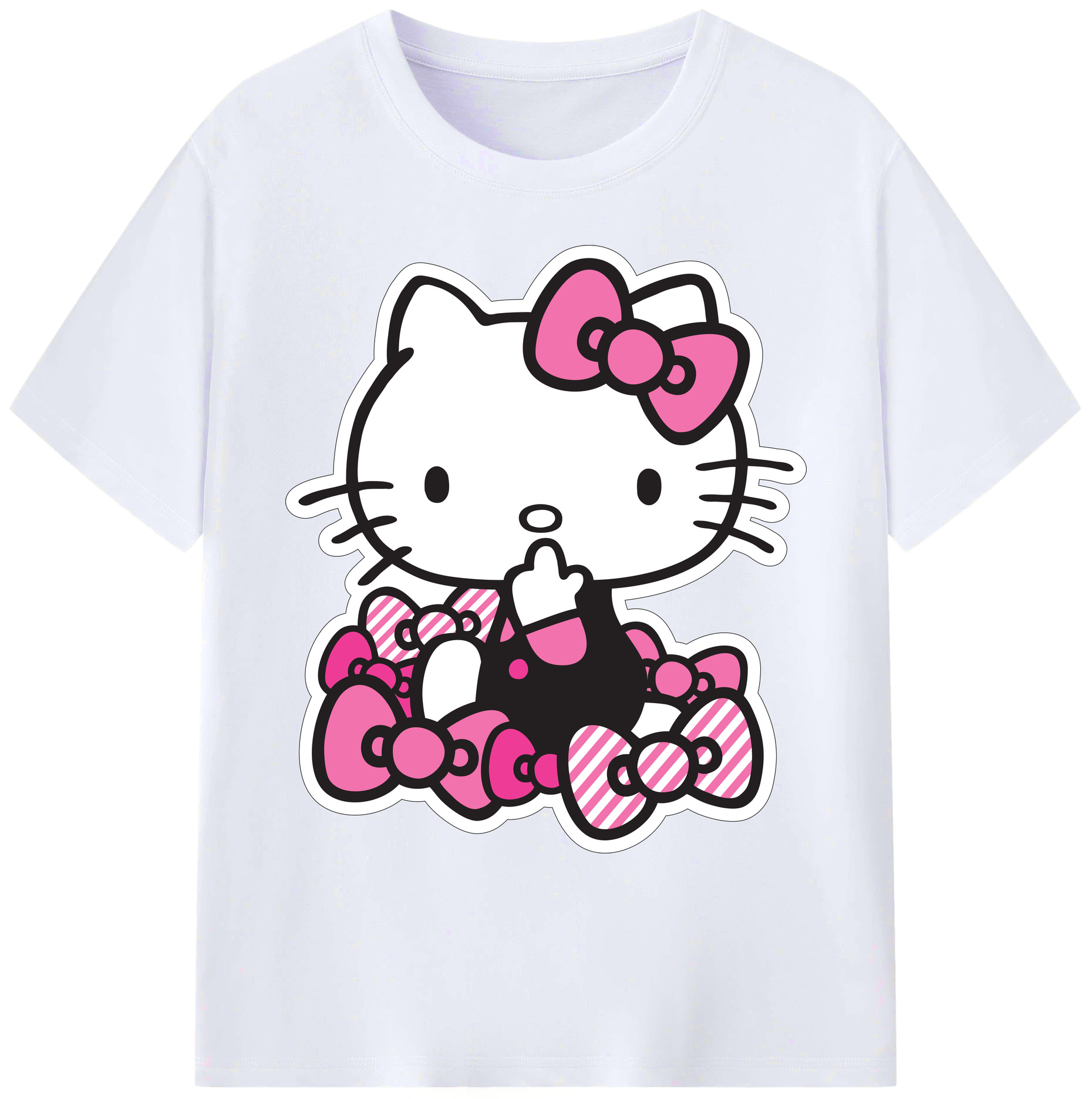 （画像用） Hello Kitty ハローキティ 綿100％ メンズ半袖Tシャツ｜肌触りやわらか＆通気性