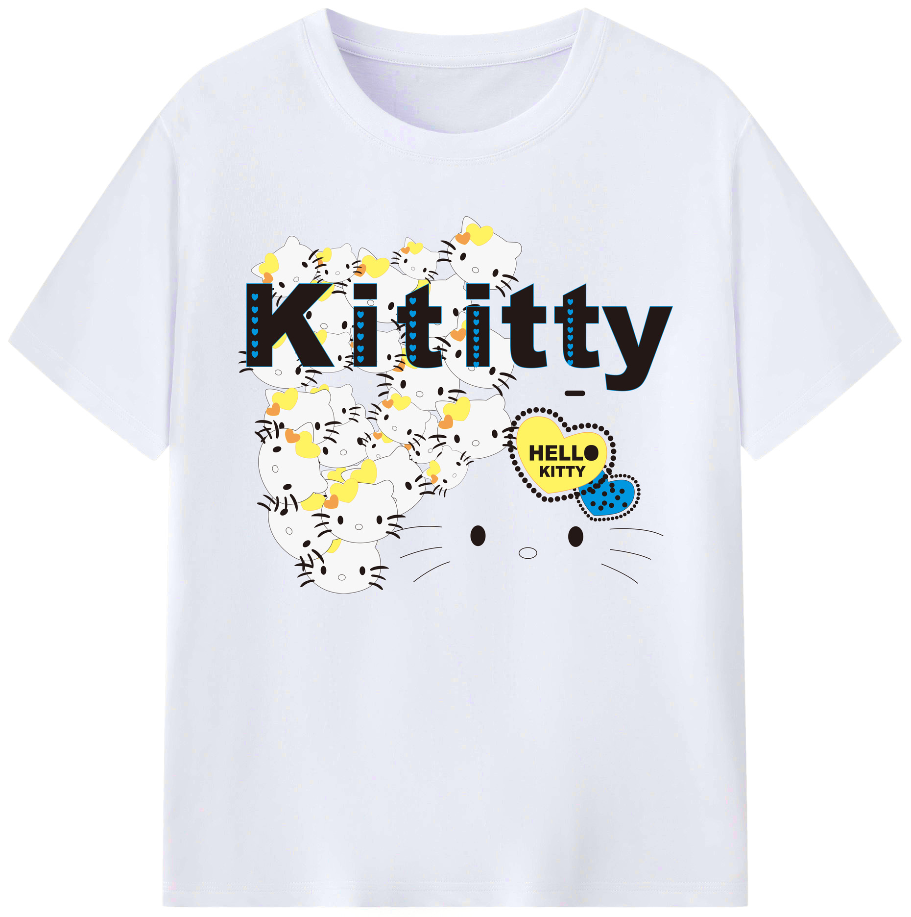 （画像用） Hello Kitty ハローキティ 綿100％ メンズ半袖Tシャツ｜肌触りやわらか＆通気性