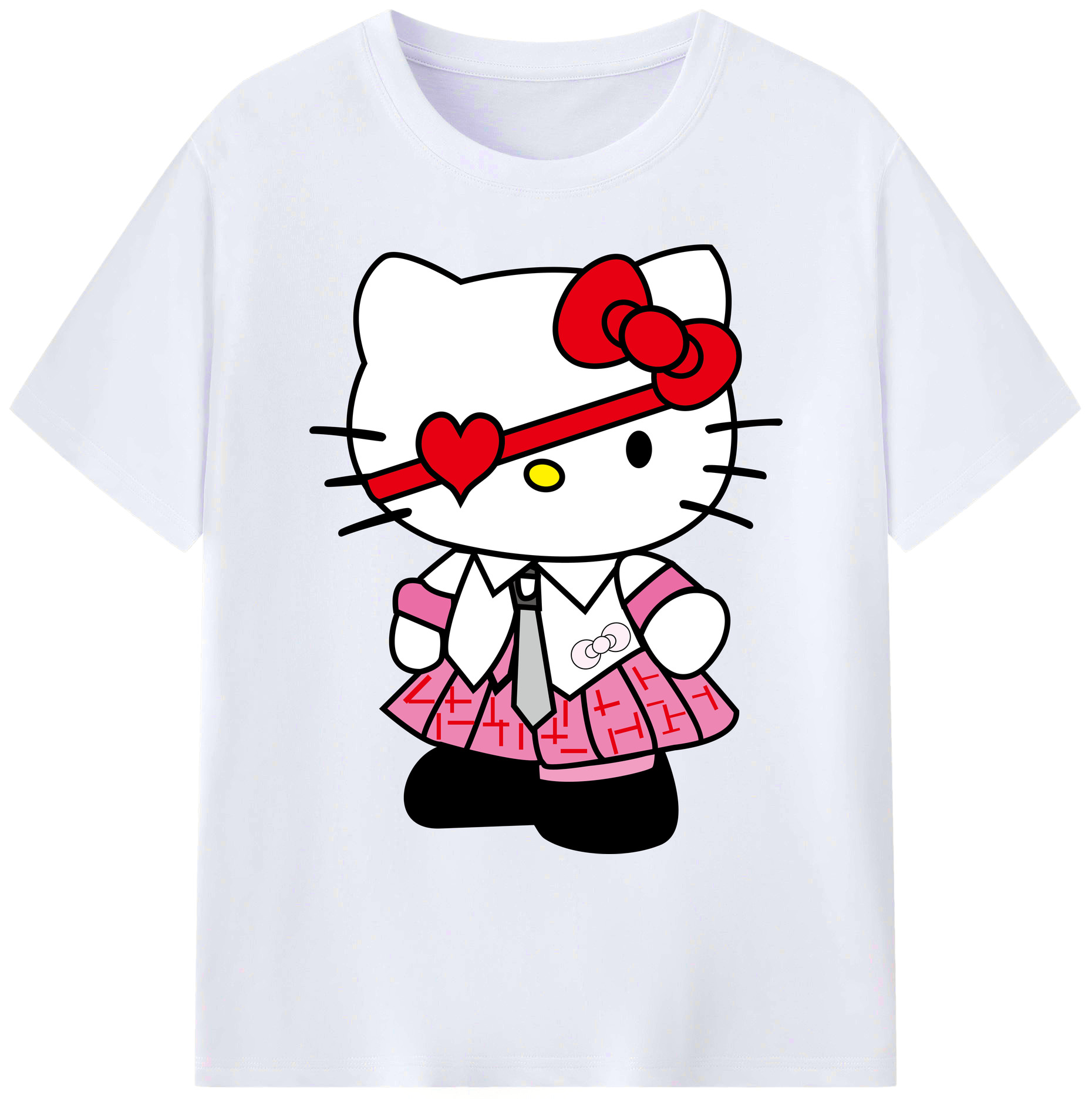 （画像用） Hello Kitty ハローキティ 綿100％ メンズ半袖Tシャツ｜肌触りやわらか＆通気性