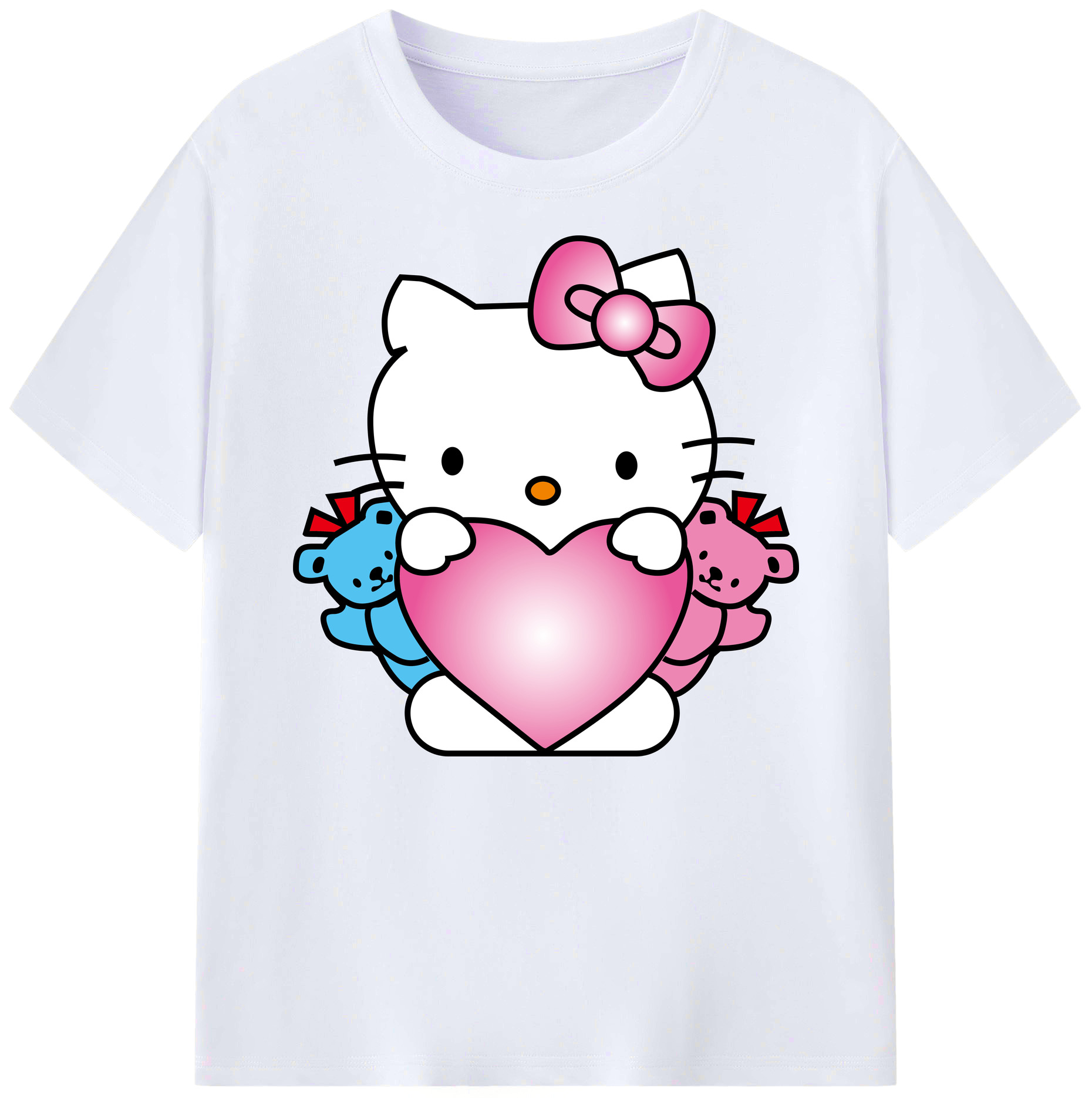 （画像用） Hello Kitty ハローキティ 綿100％ メンズ半袖Tシャツ｜肌触りやわらか＆通気性
