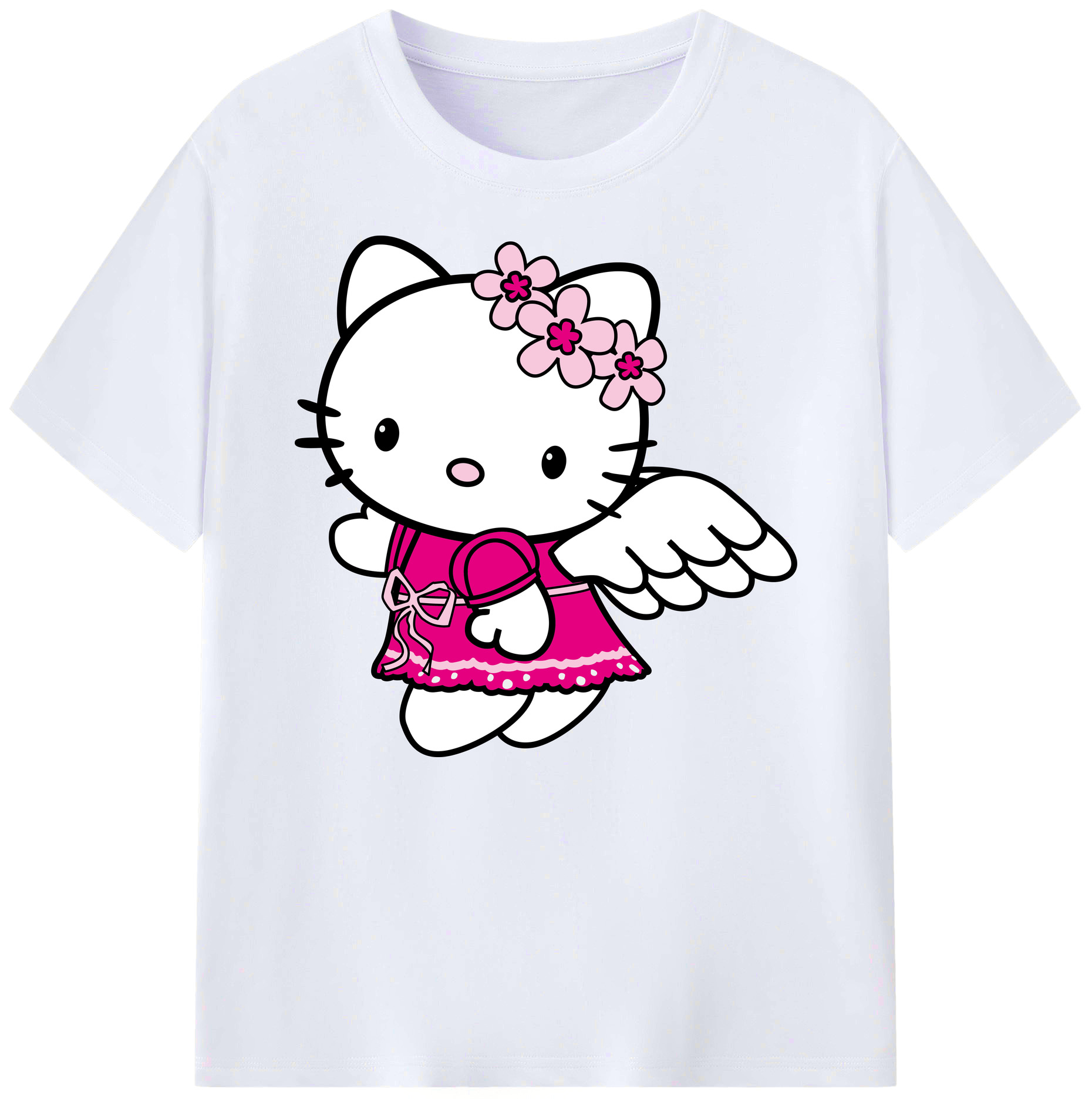 （画像用） Hello Kitty ハローキティ 綿100％ メンズ半袖Tシャツ｜肌触りやわらか＆通気性