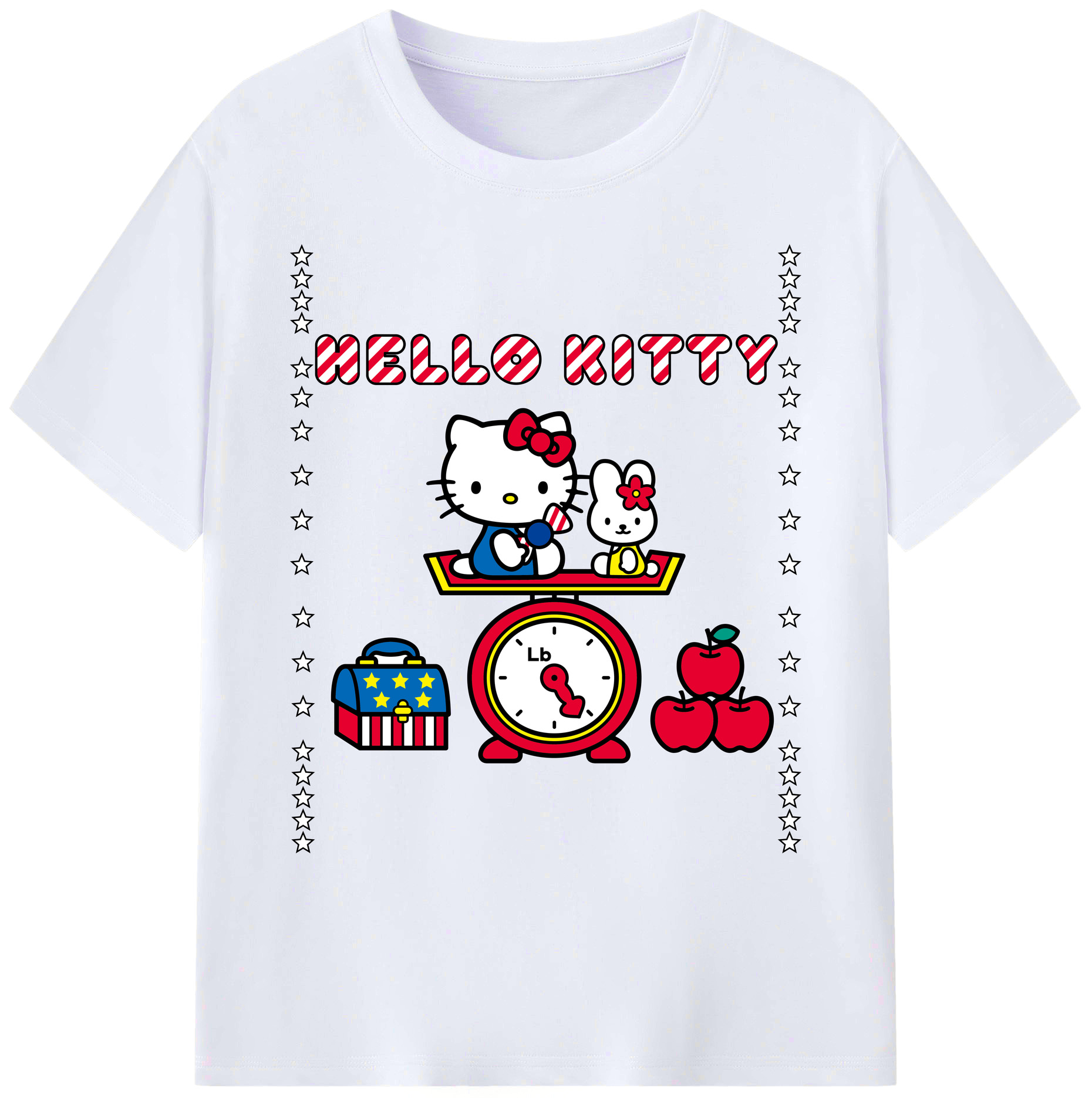 （画像用） Hello Kitty ハローキティ 綿100％ メンズ半袖Tシャツ｜肌触りやわらか＆通気性