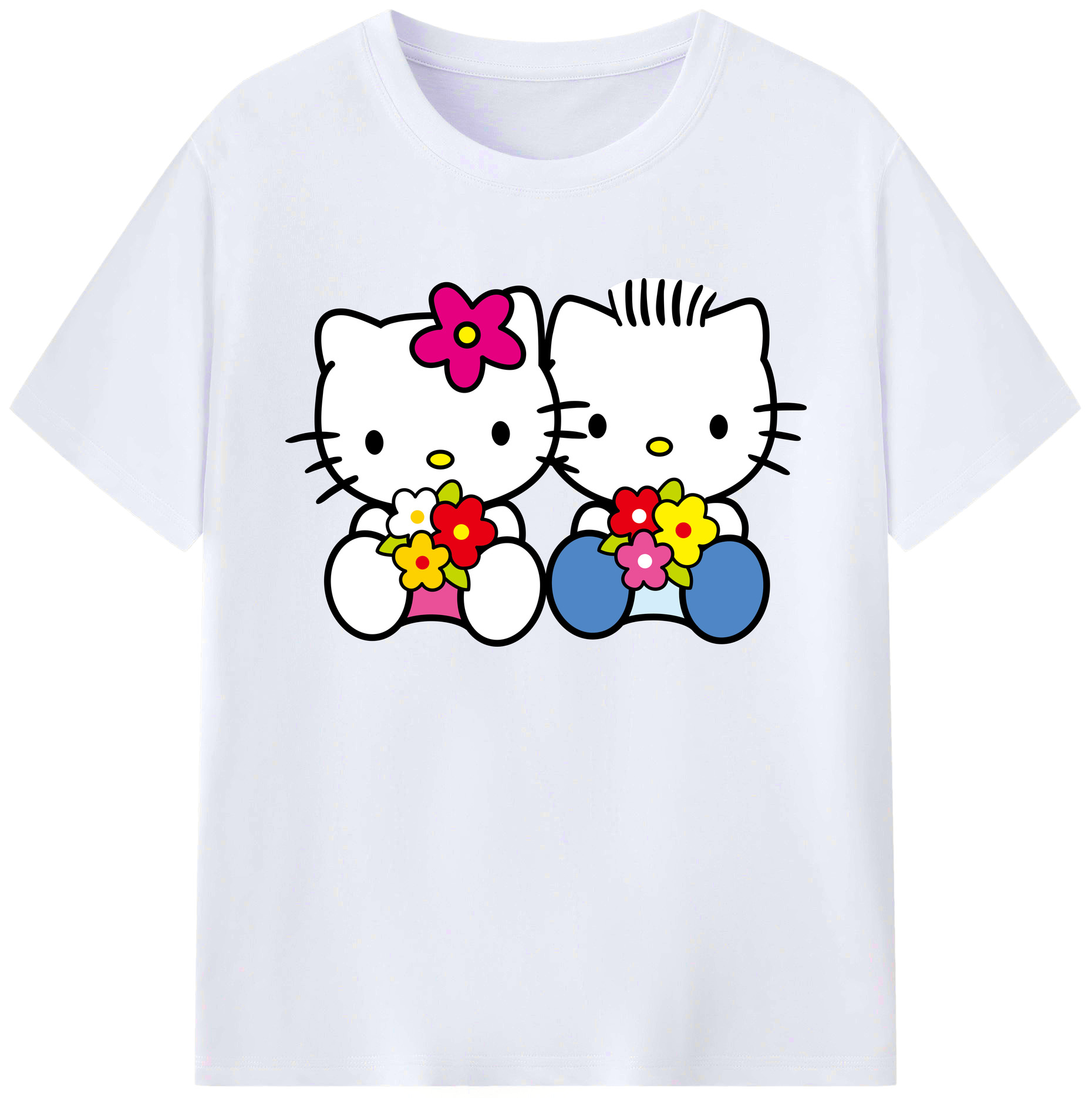 （画像用） Hello Kitty ハローキティ 綿100％ メンズ半袖Tシャツ｜肌触りやわらか＆通気性