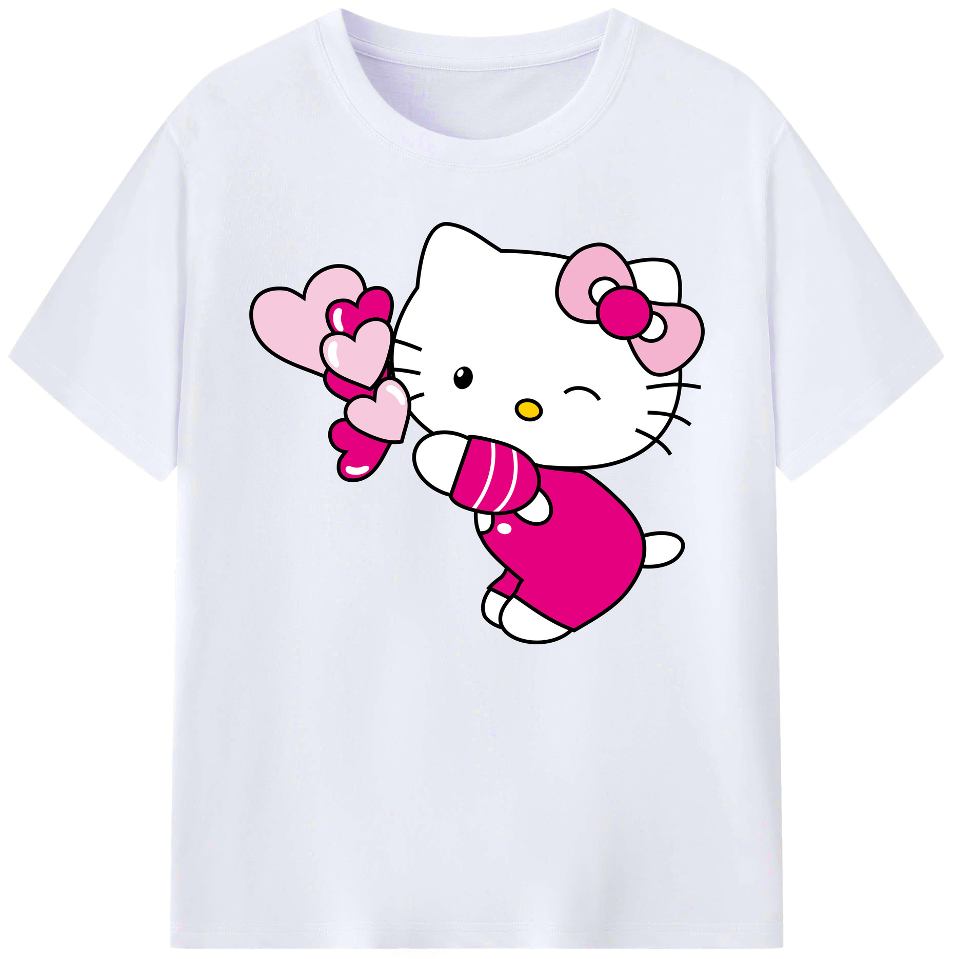 （画像用） Hello Kitty ハローキティ 綿100％ メンズ半袖Tシャツ｜肌触りやわらか＆通気性