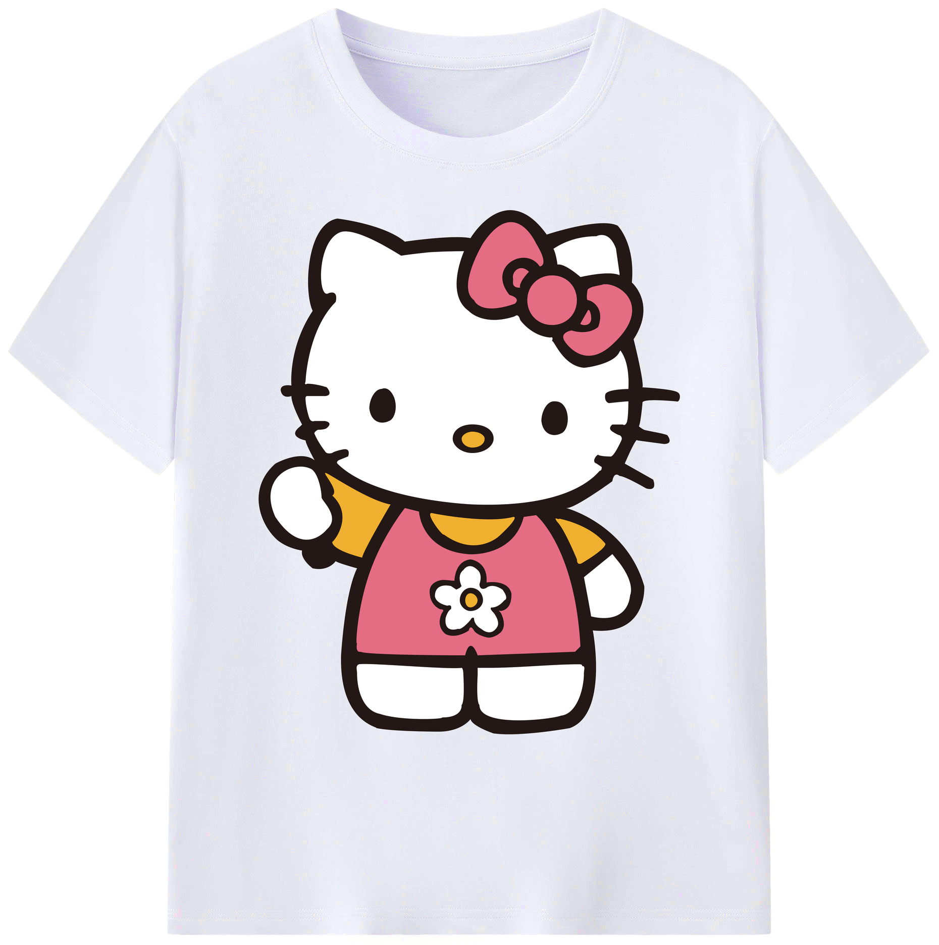 （画像用） Hello Kitty ハローキティ 綿100％ メンズ半袖Tシャツ｜肌触りやわらか＆通気性