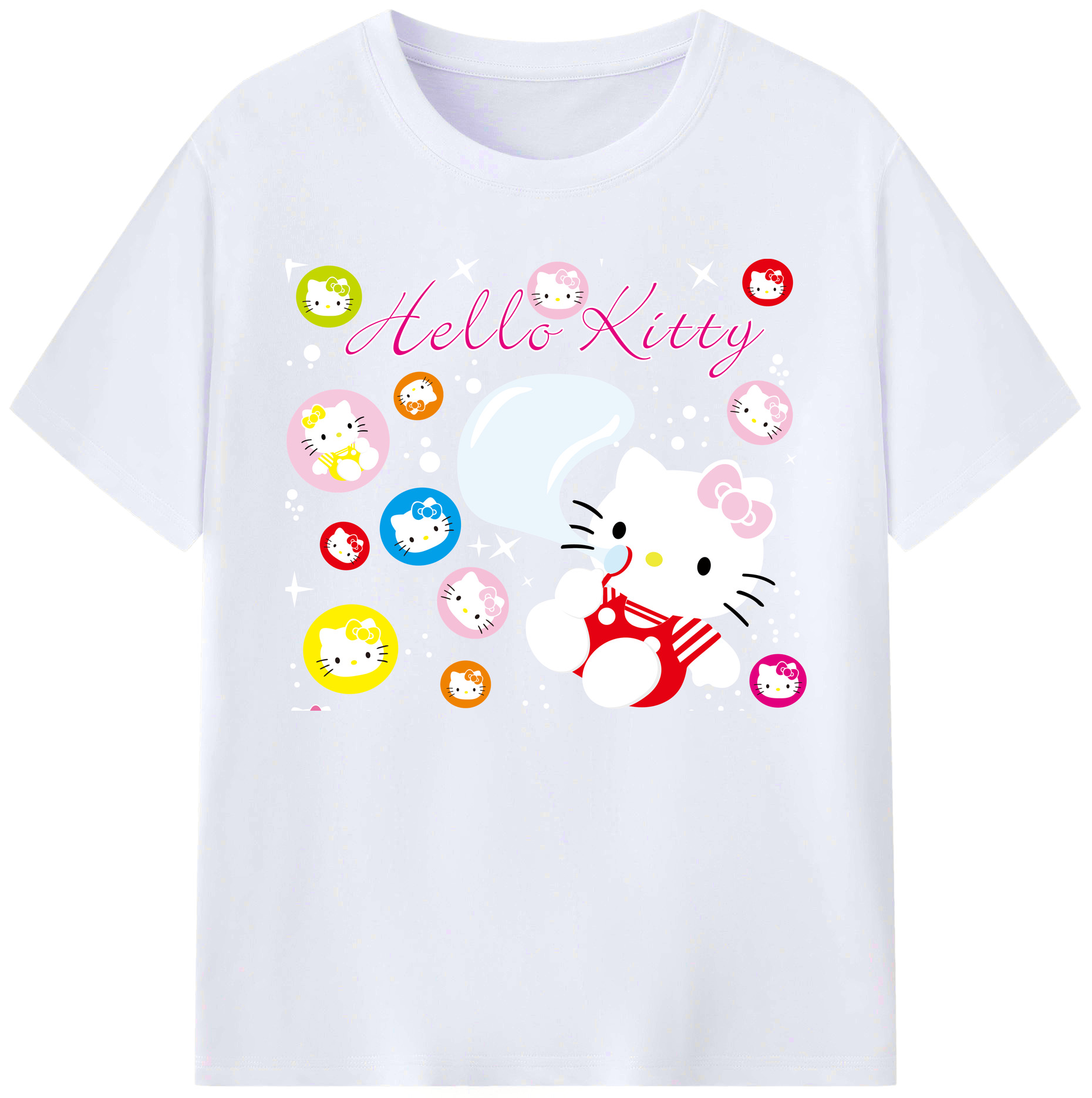 （画像用） Hello Kitty ハローキティ 綿100％ メンズ半袖Tシャツ｜肌触りやわらか＆通気性