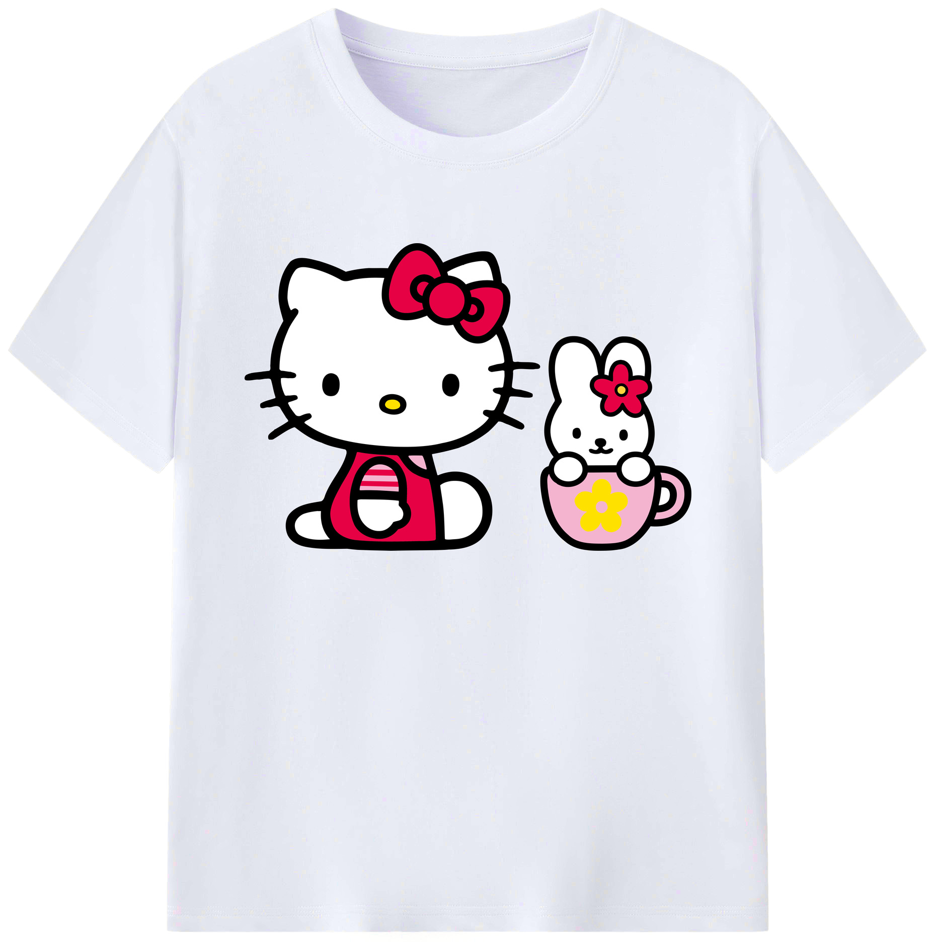 （画像用） Hello Kitty ハローキティ 綿100％ メンズ半袖Tシャツ｜肌触りやわらか＆通気性