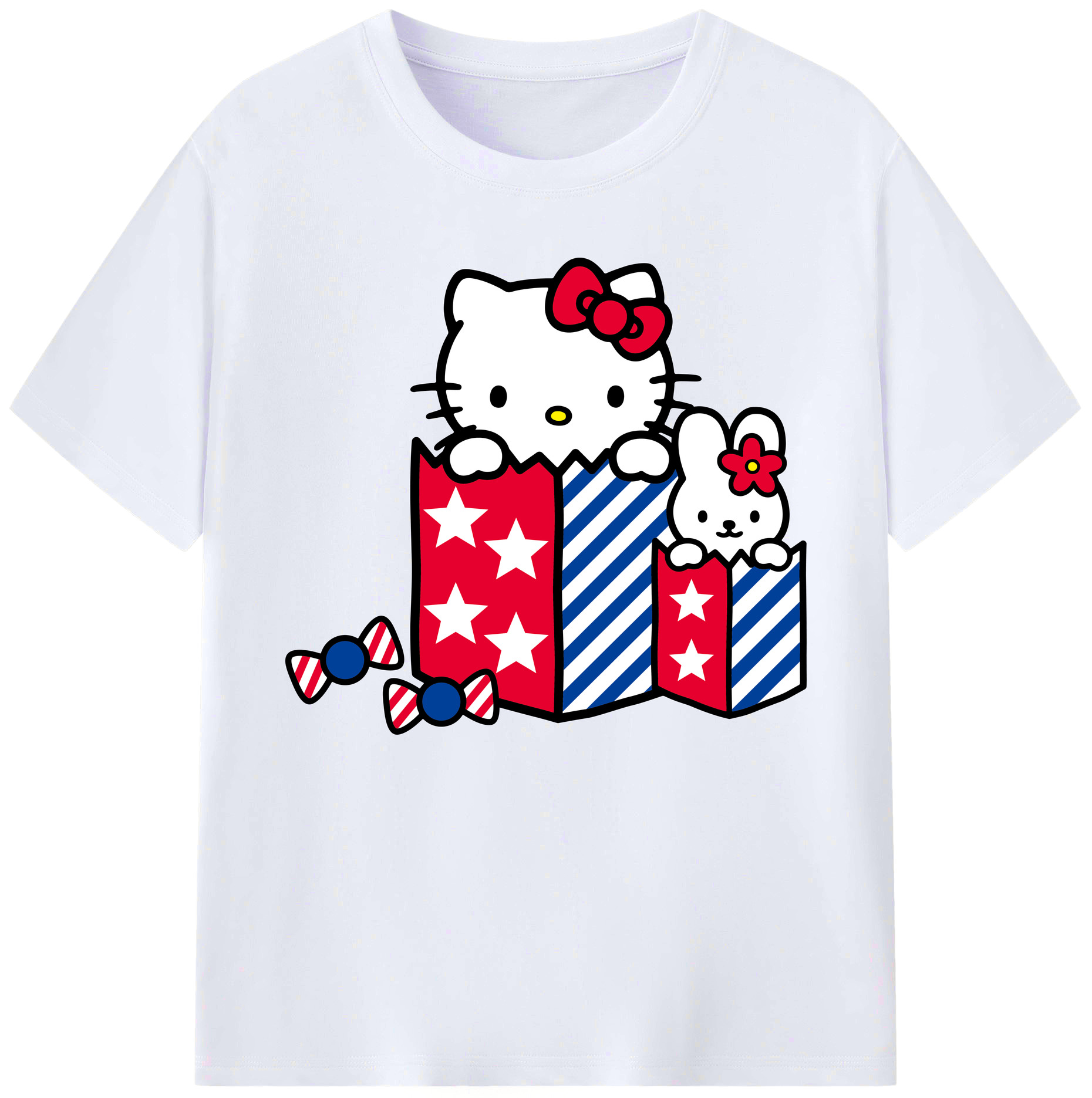 （画像用） Hello Kitty ハローキティ 綿100％ メンズ半袖Tシャツ｜肌触りやわらか＆通気性
