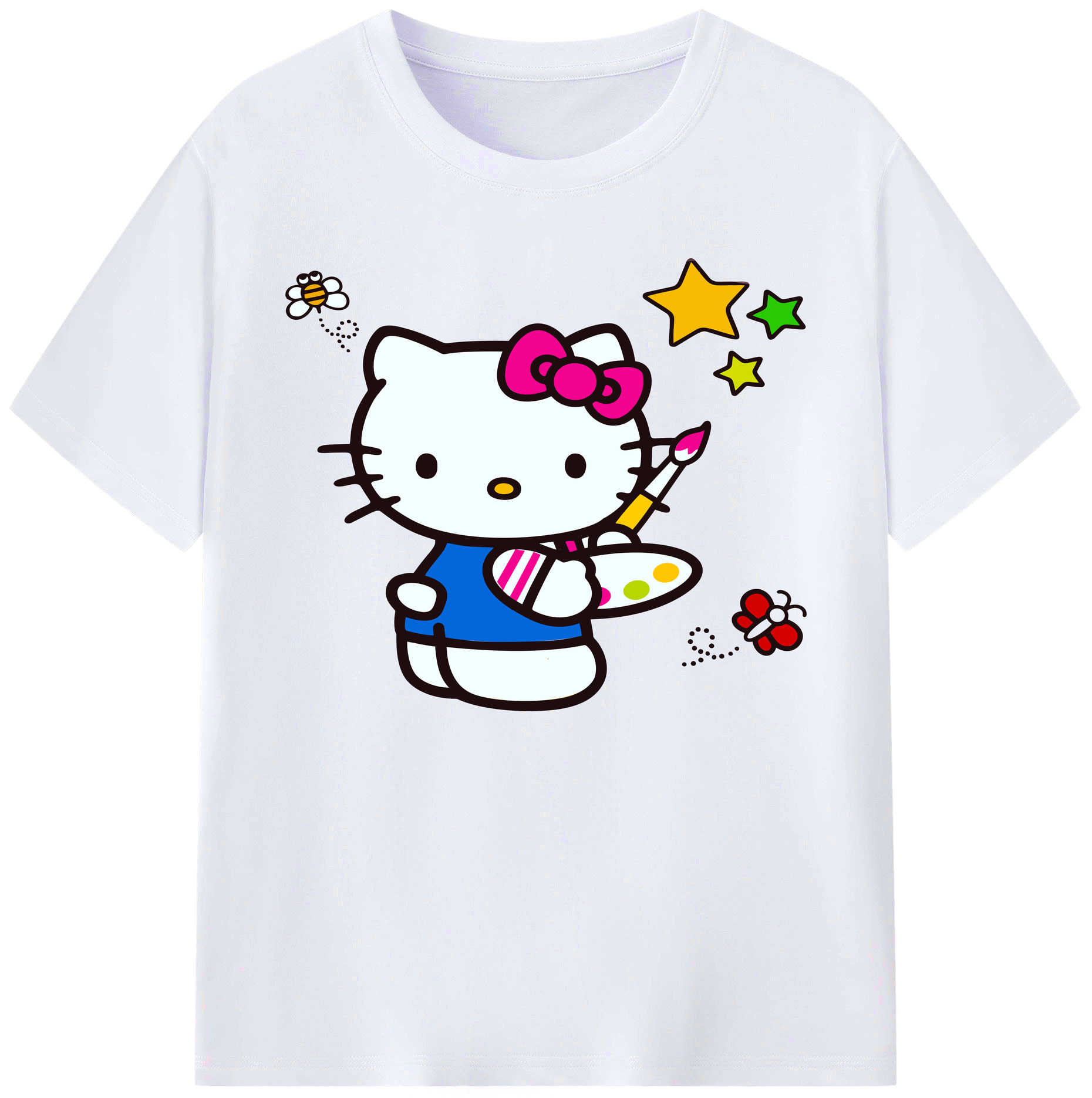 （画像用） Hello Kitty ハローキティ 綿100％ メンズ半袖Tシャツ｜肌触りやわらか＆通気性