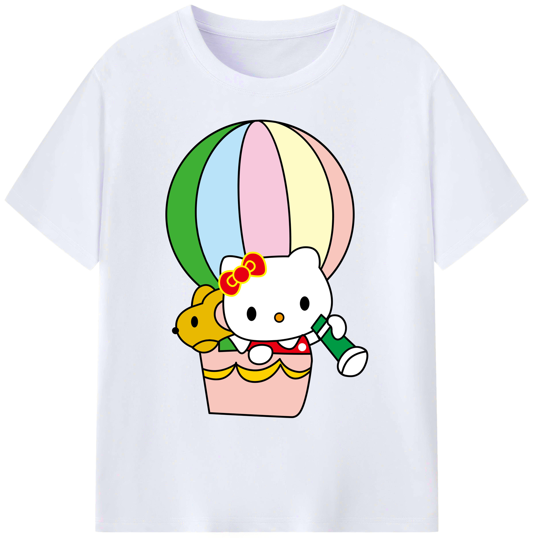 （画像用） Hello Kitty ハローキティ 綿100％ メンズ半袖Tシャツ｜肌触りやわらか＆通気性