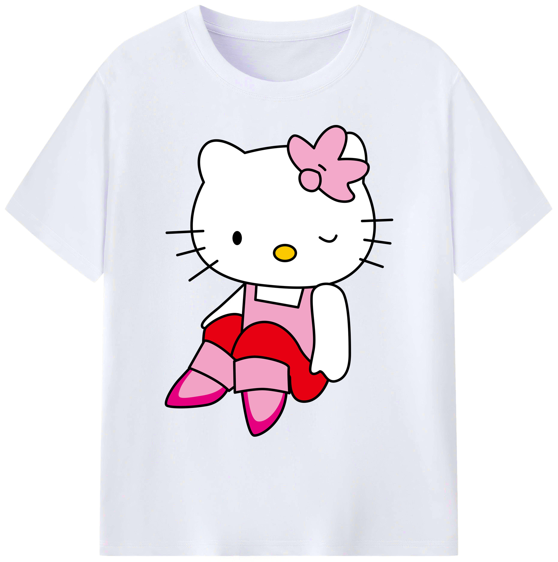 （画像用） Hello Kitty ハローキティ 綿100％ メンズ半袖Tシャツ｜肌触りやわらか＆通気性