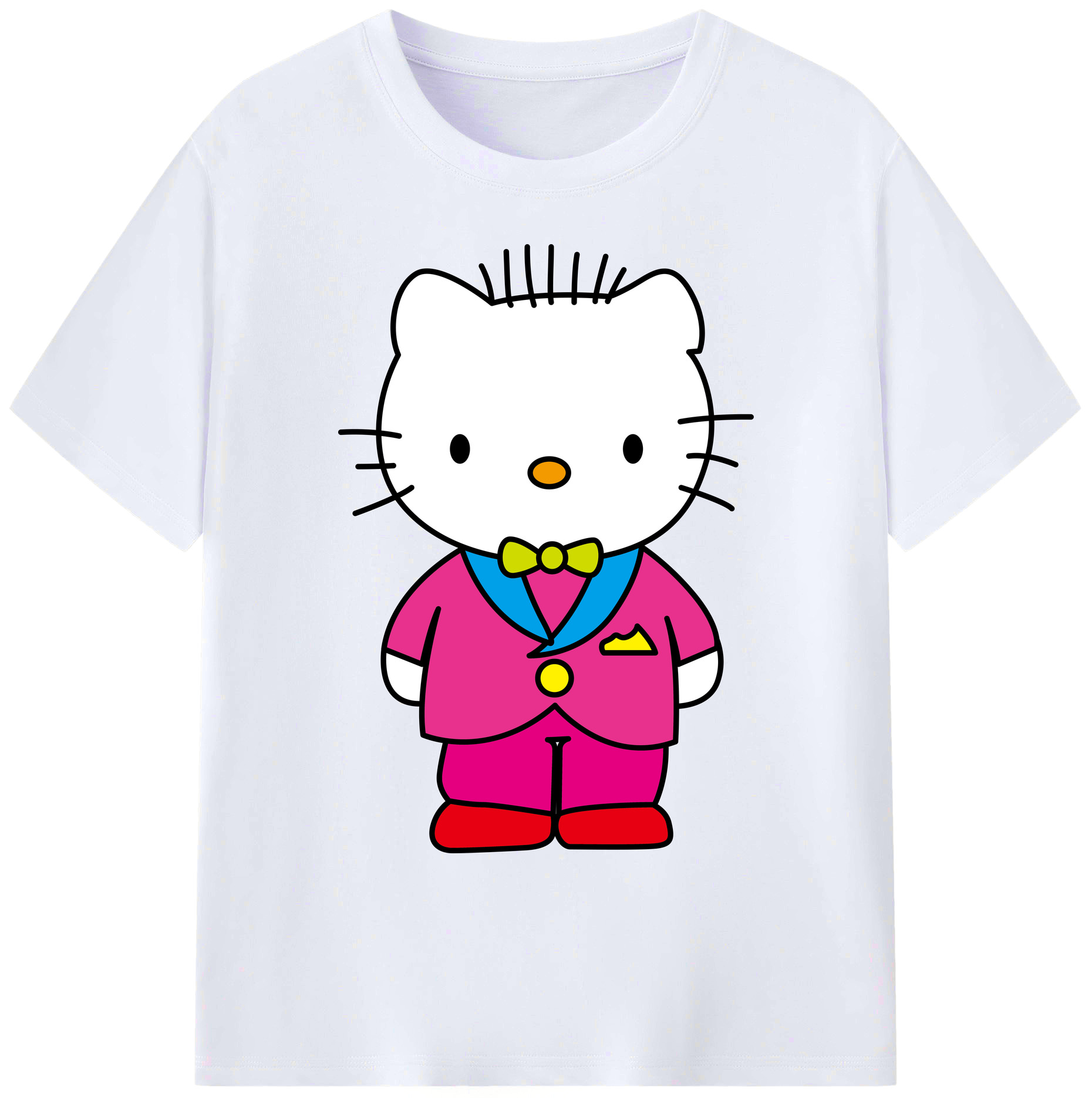 （画像用） Hello Kitty ハローキティ 綿100％ メンズ半袖Tシャツ｜肌触りやわらか＆通気性