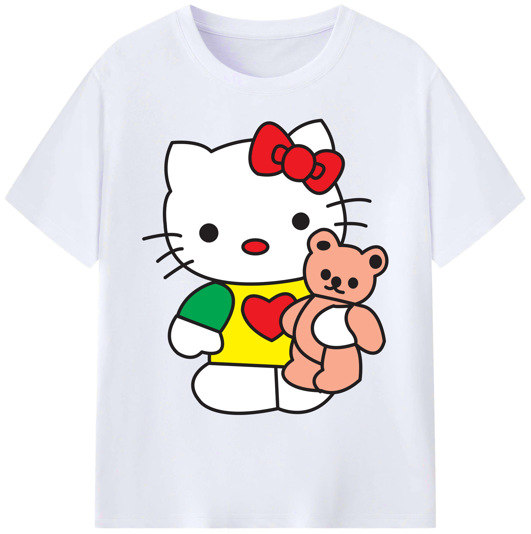 （画像用） Hello Kitty ハローキティ 綿100％ メンズ半袖Tシャツ｜肌触りやわらか＆通気性