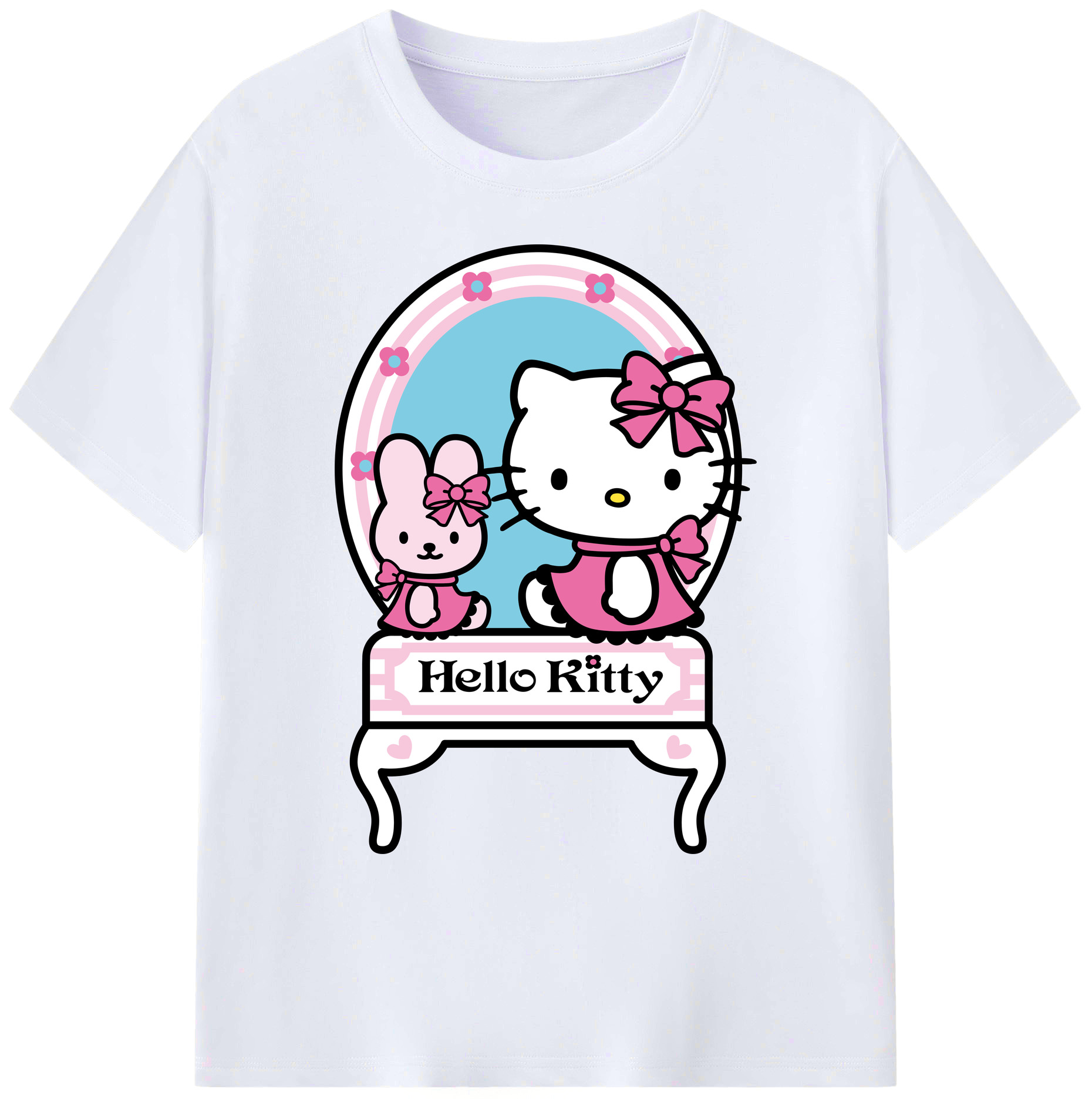 （画像用） Hello Kitty ハローキティ 綿100％ メンズ半袖Tシャツ｜肌触りやわらか＆通気性