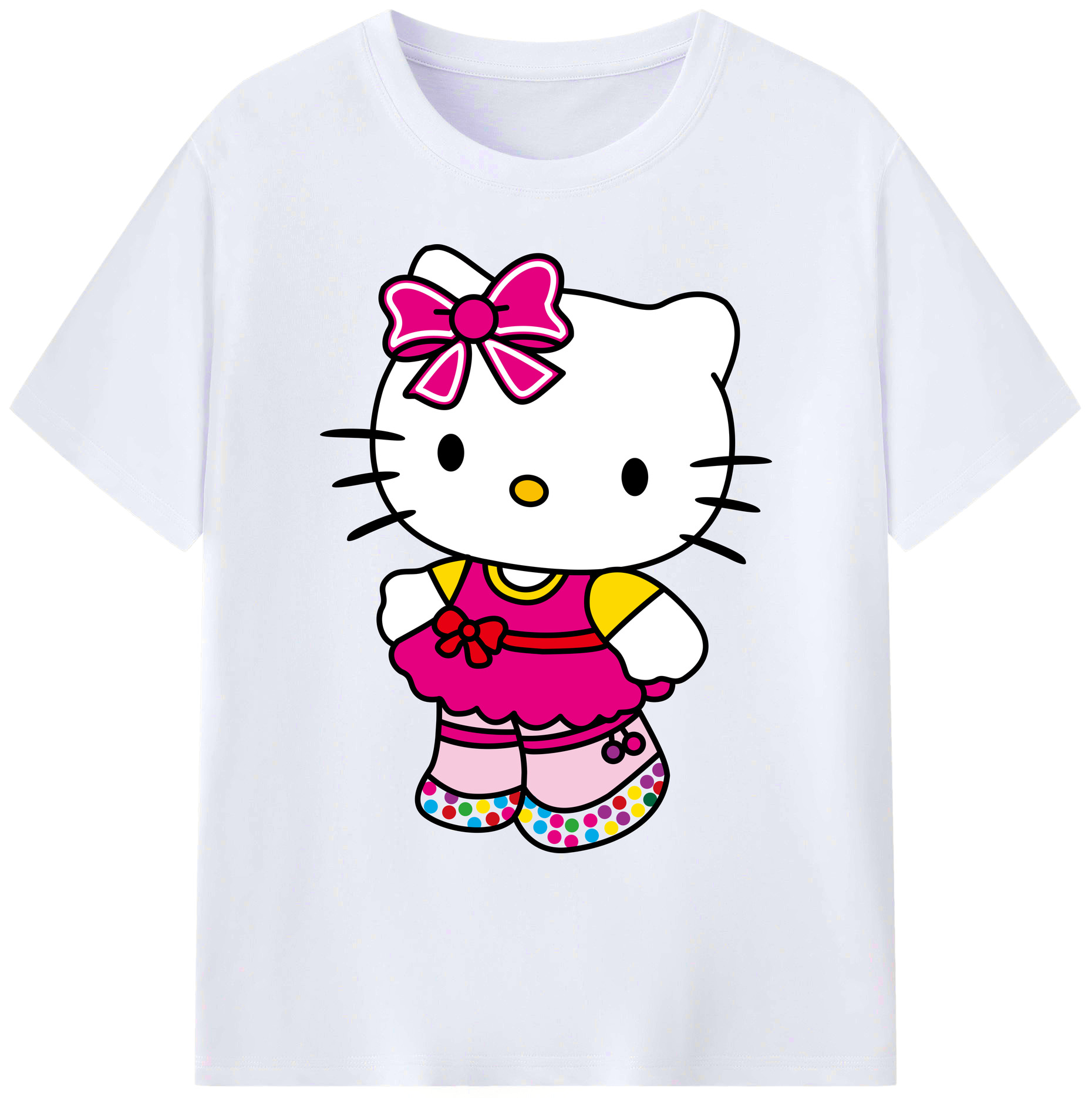 （画像用） Hello Kitty ハローキティ 綿100％ メンズ半袖Tシャツ｜肌触りやわらか＆通気性