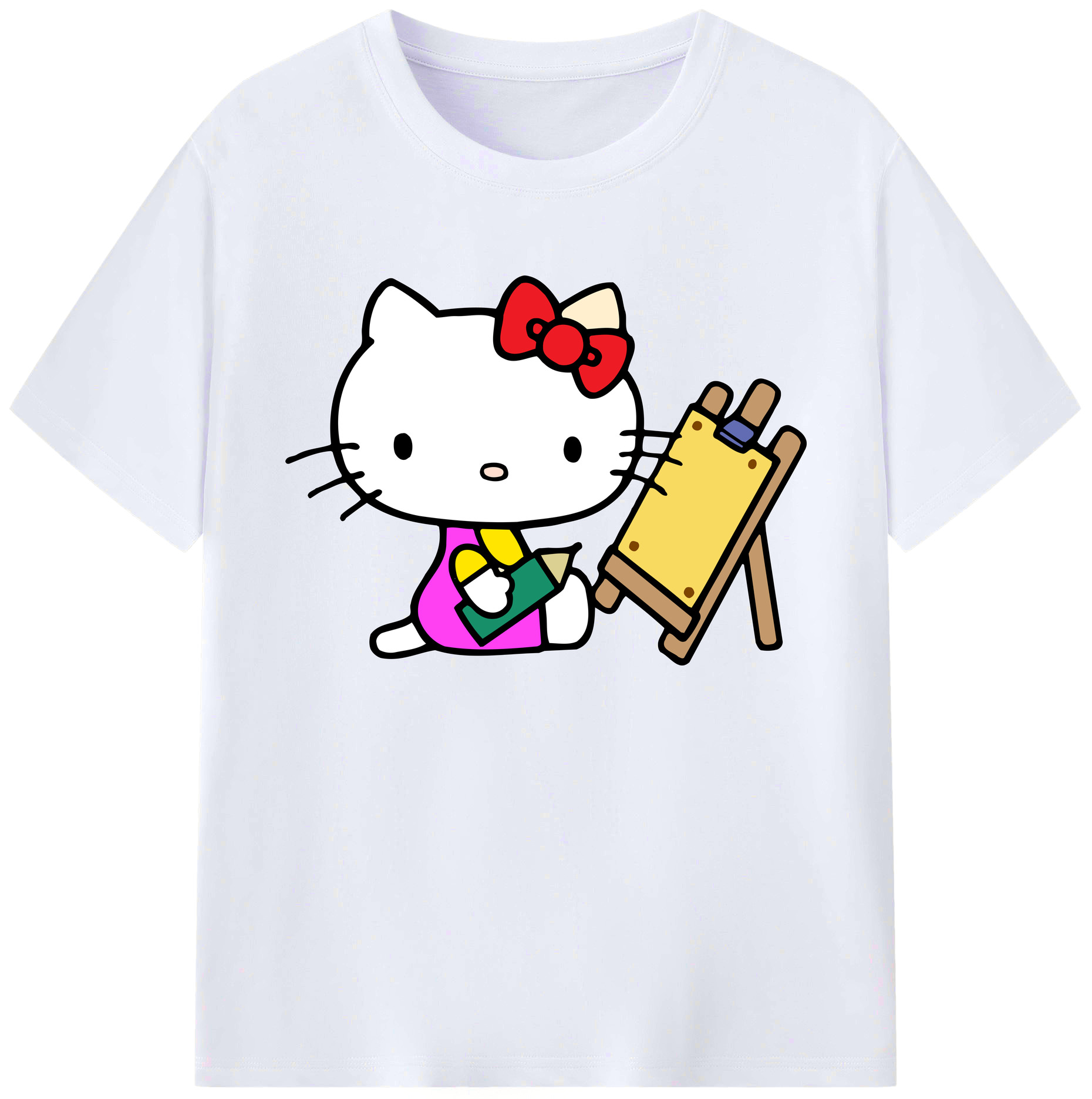 （画像用） Hello Kitty ハローキティ 綿100％ メンズ半袖Tシャツ｜肌触りやわらか＆通気性