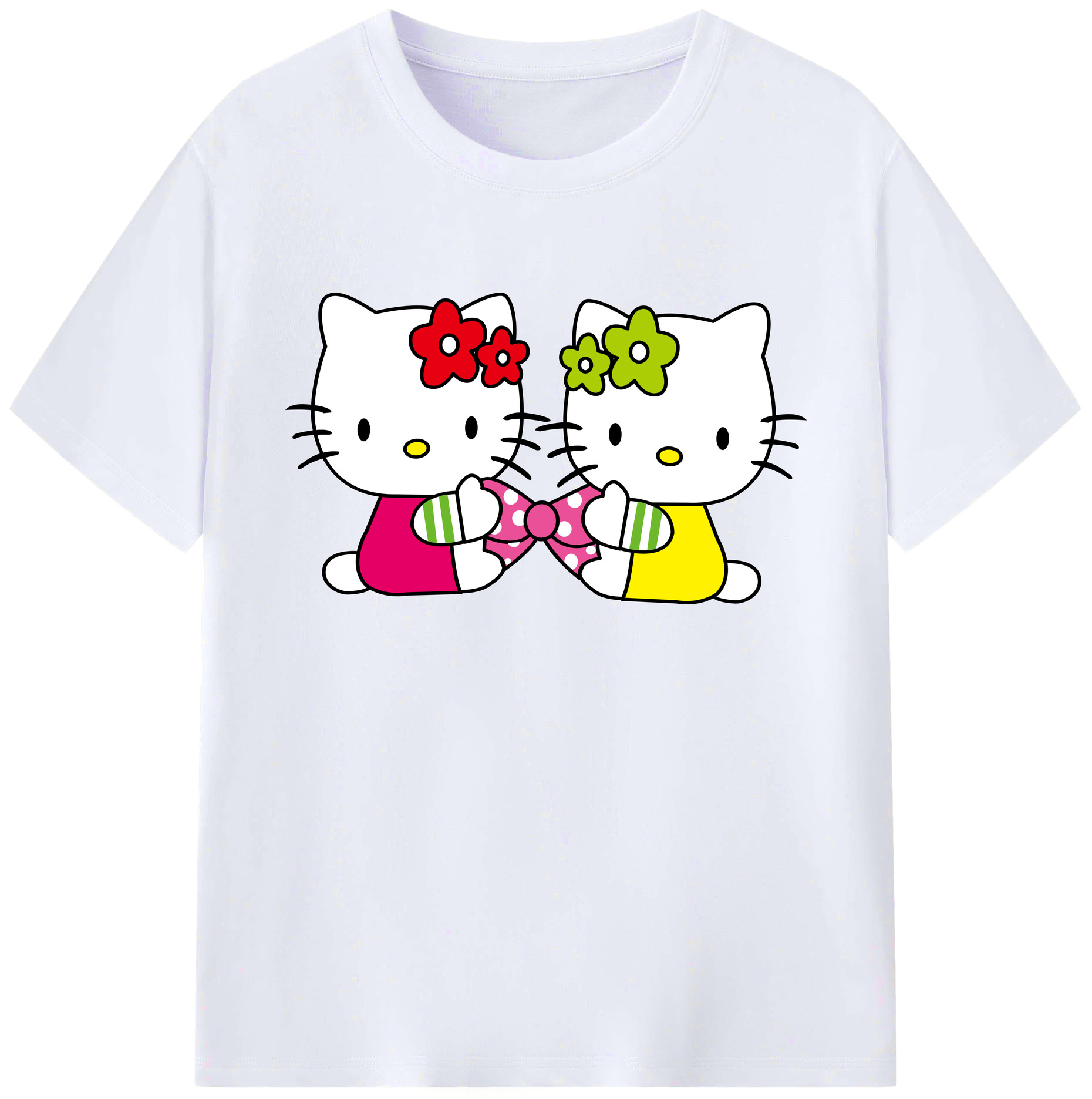 （画像用） Hello Kitty ハローキティ 綿100％ メンズ半袖Tシャツ｜肌触りやわらか＆通気性