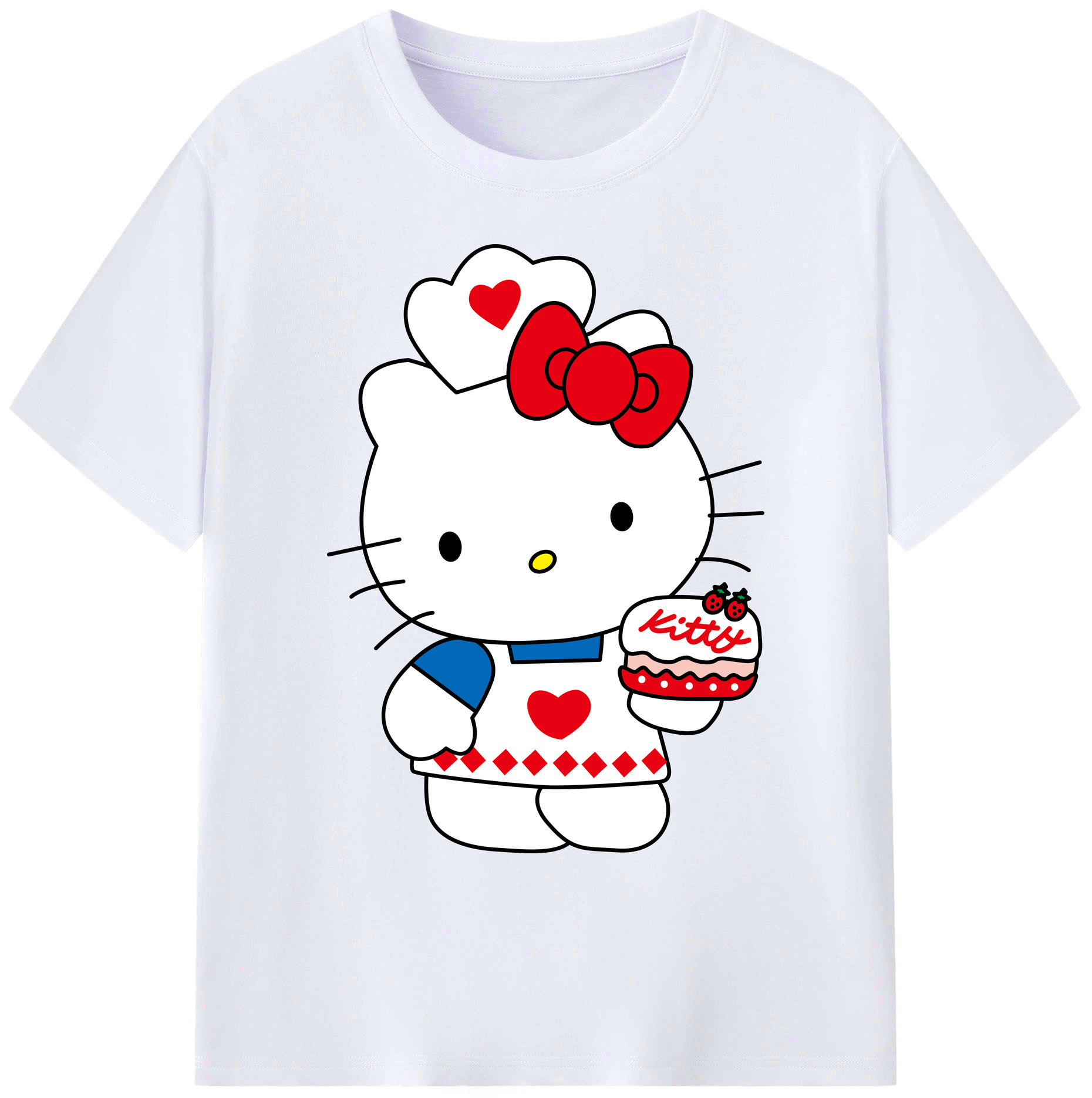 （画像用） Hello Kitty ハローキティ 綿100％ メンズ半袖Tシャツ｜肌触りやわらか＆通気性