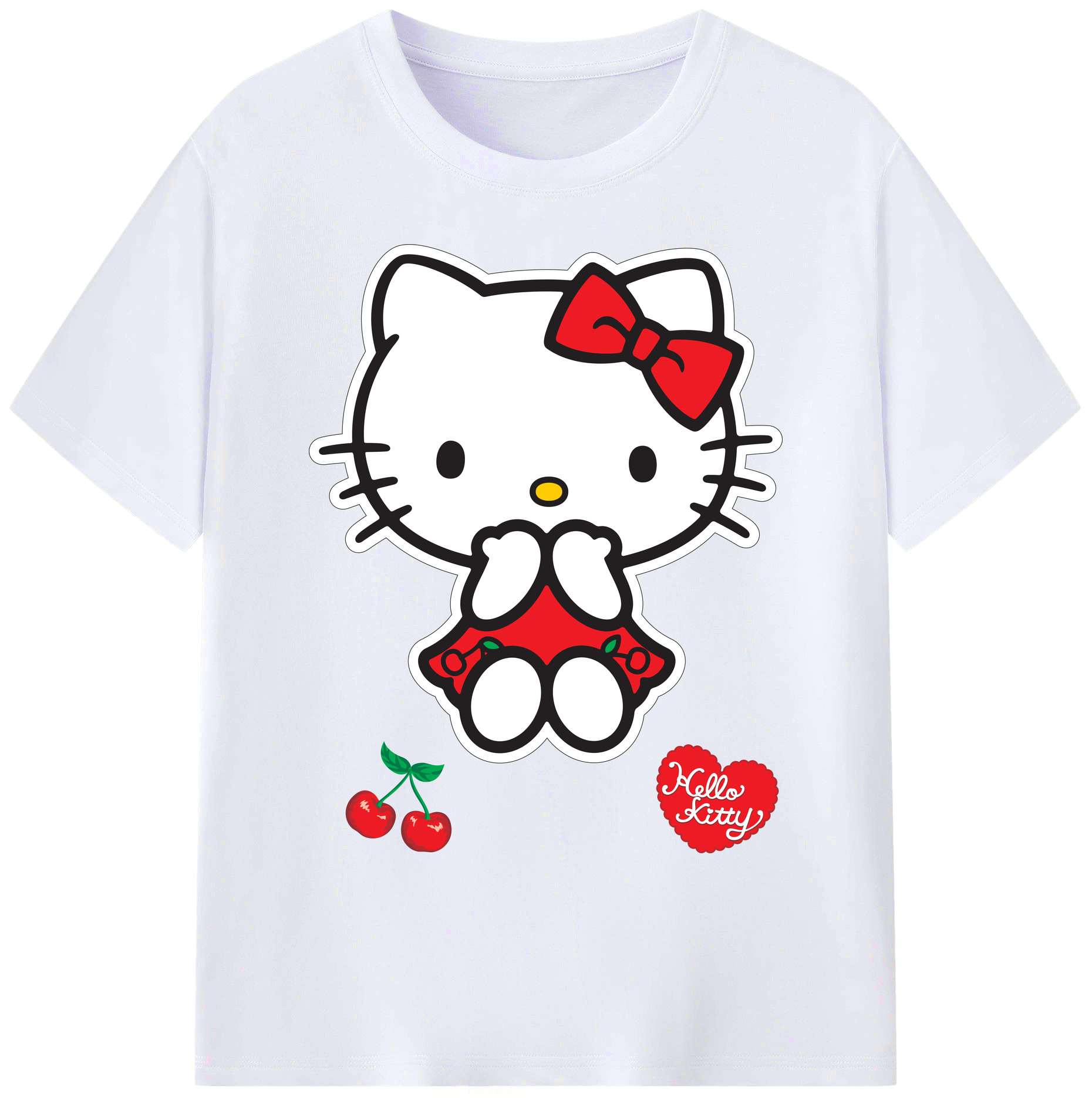 （画像用） Hello Kitty ハローキティ 綿100％ メンズ半袖Tシャツ｜肌触りやわらか＆通気性