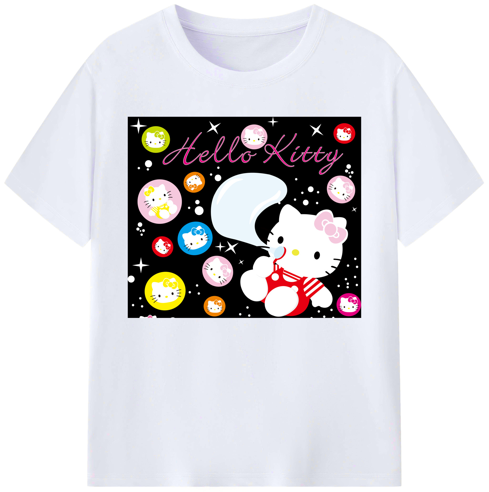 （画像用） Hello Kitty ハローキティ 綿100％ メンズ半袖Tシャツ｜肌触りやわらか＆通気性