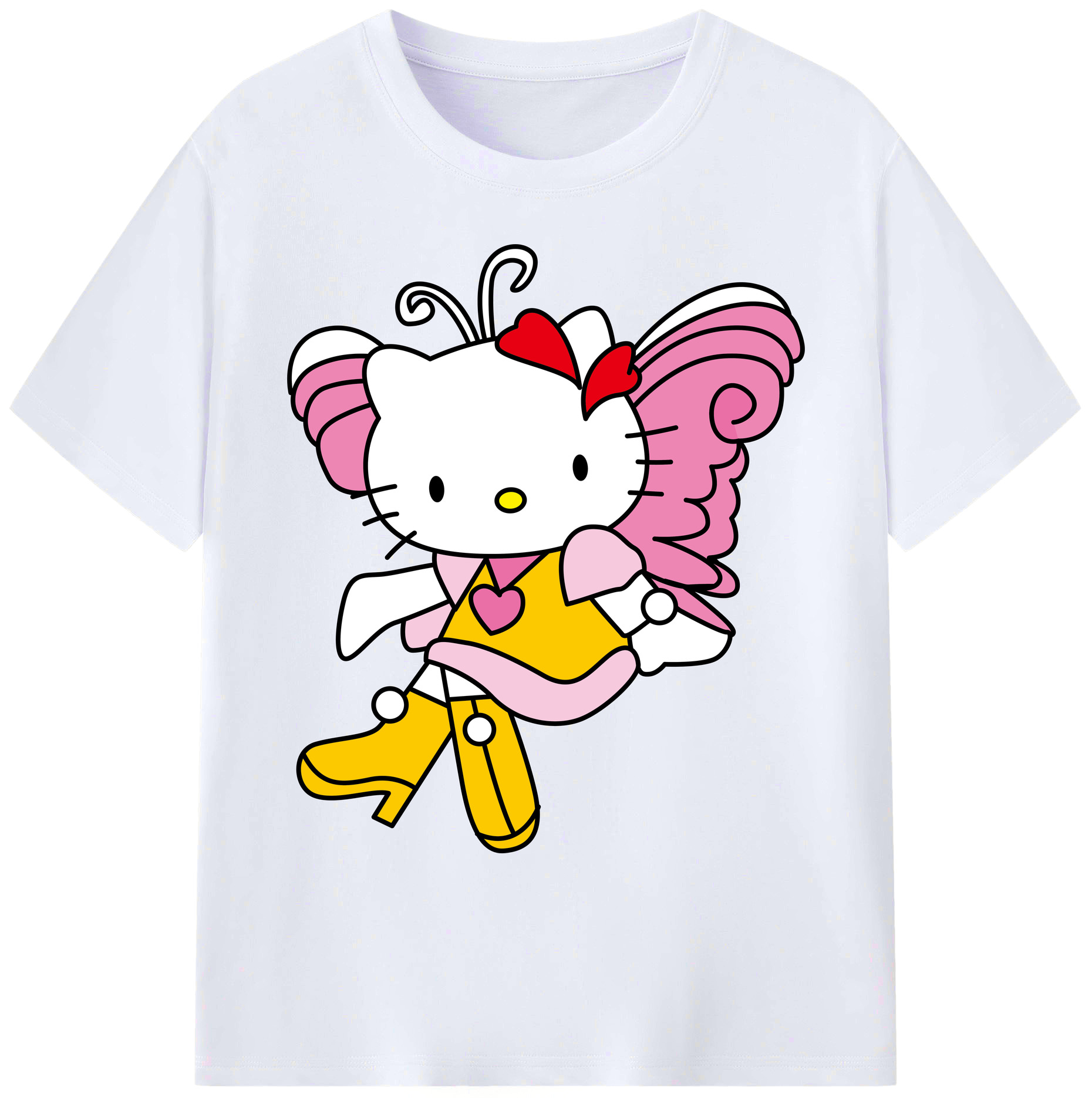 （画像用） Hello Kitty ハローキティ 綿100％ メンズ半袖Tシャツ｜肌触りやわらか＆通気性