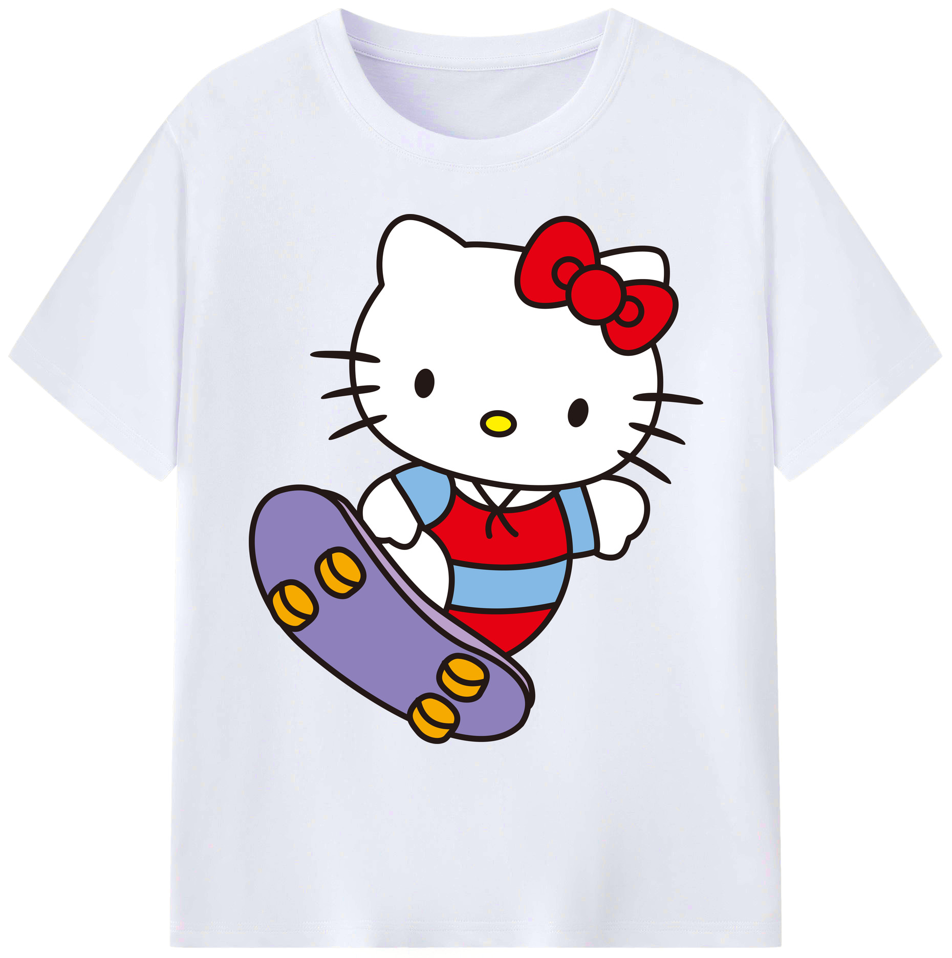 （画像用） Hello Kitty ハローキティ 綿100％ メンズ半袖Tシャツ｜肌触りやわらか＆通気性