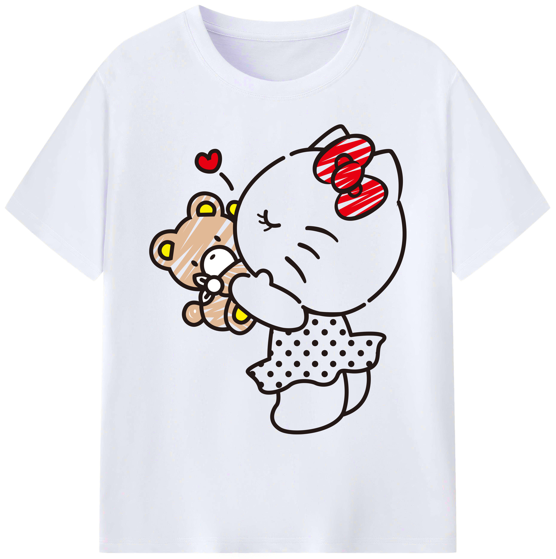 （画像用） Hello Kitty ハローキティ 綿100％ メンズ半袖Tシャツ｜肌触りやわらか＆通気性