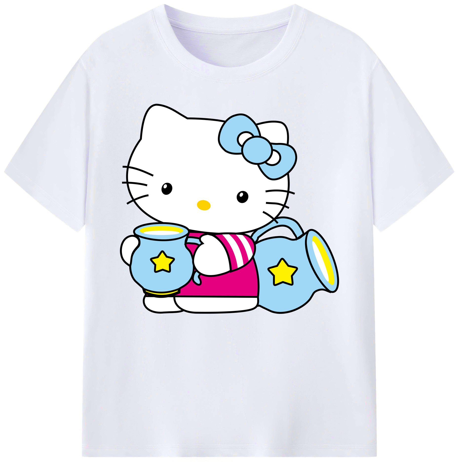 （画像用） Hello Kitty ハローキティ 綿100％ メンズ半袖Tシャツ｜肌触りやわらか＆通気性
