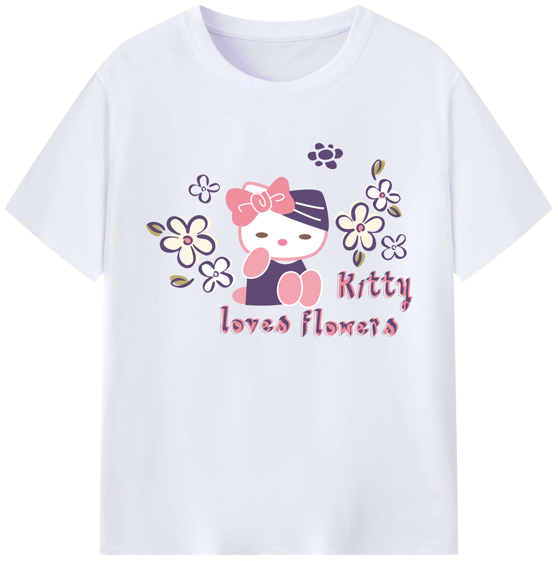 （画像用） Hello Kitty ハローキティ 綿100％ メンズ半袖Tシャツ｜肌触りやわらか＆通気性