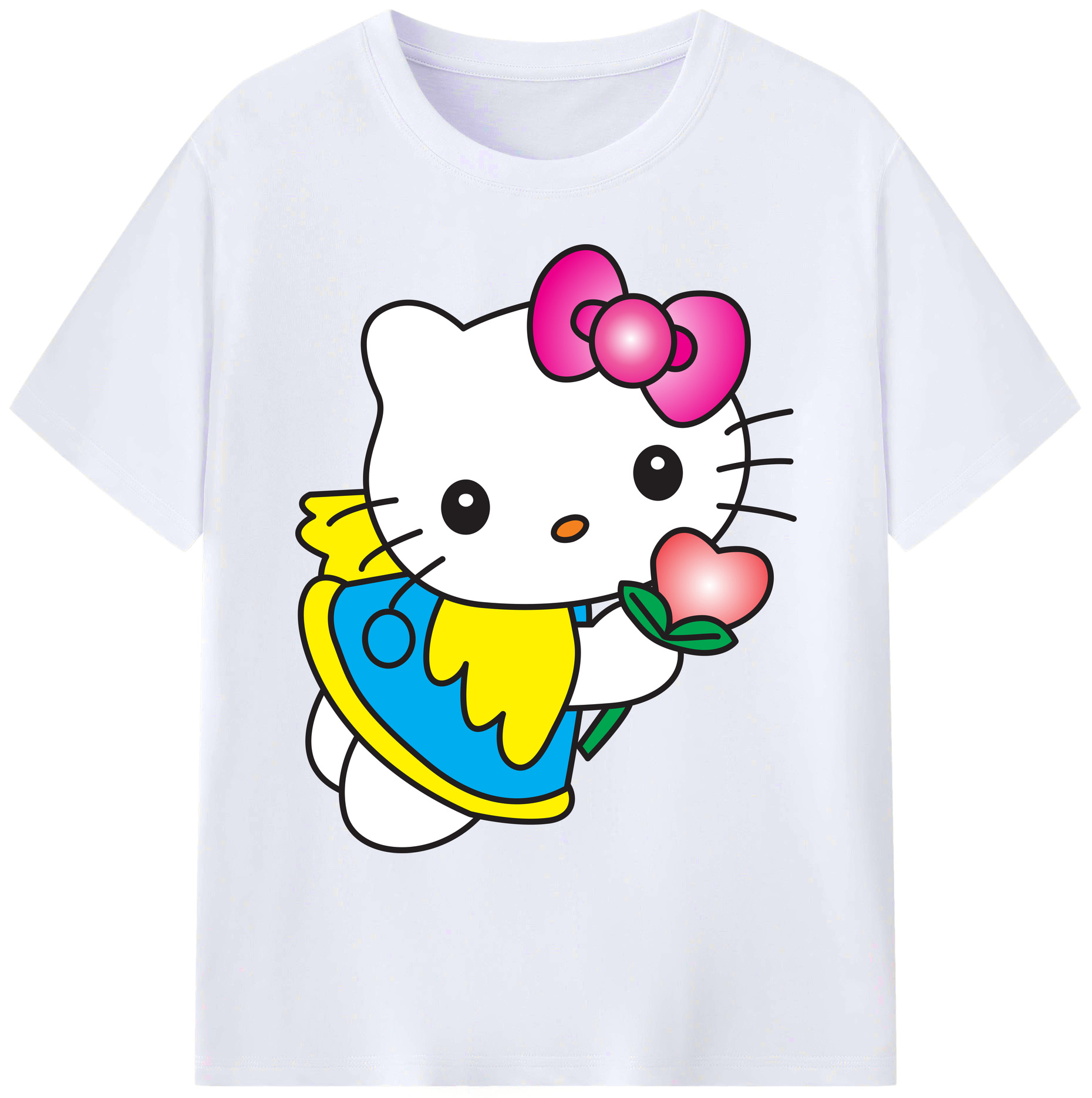 （画像用） Hello Kitty ハローキティ 綿100％ メンズ半袖Tシャツ｜肌触りやわらか＆通気性
