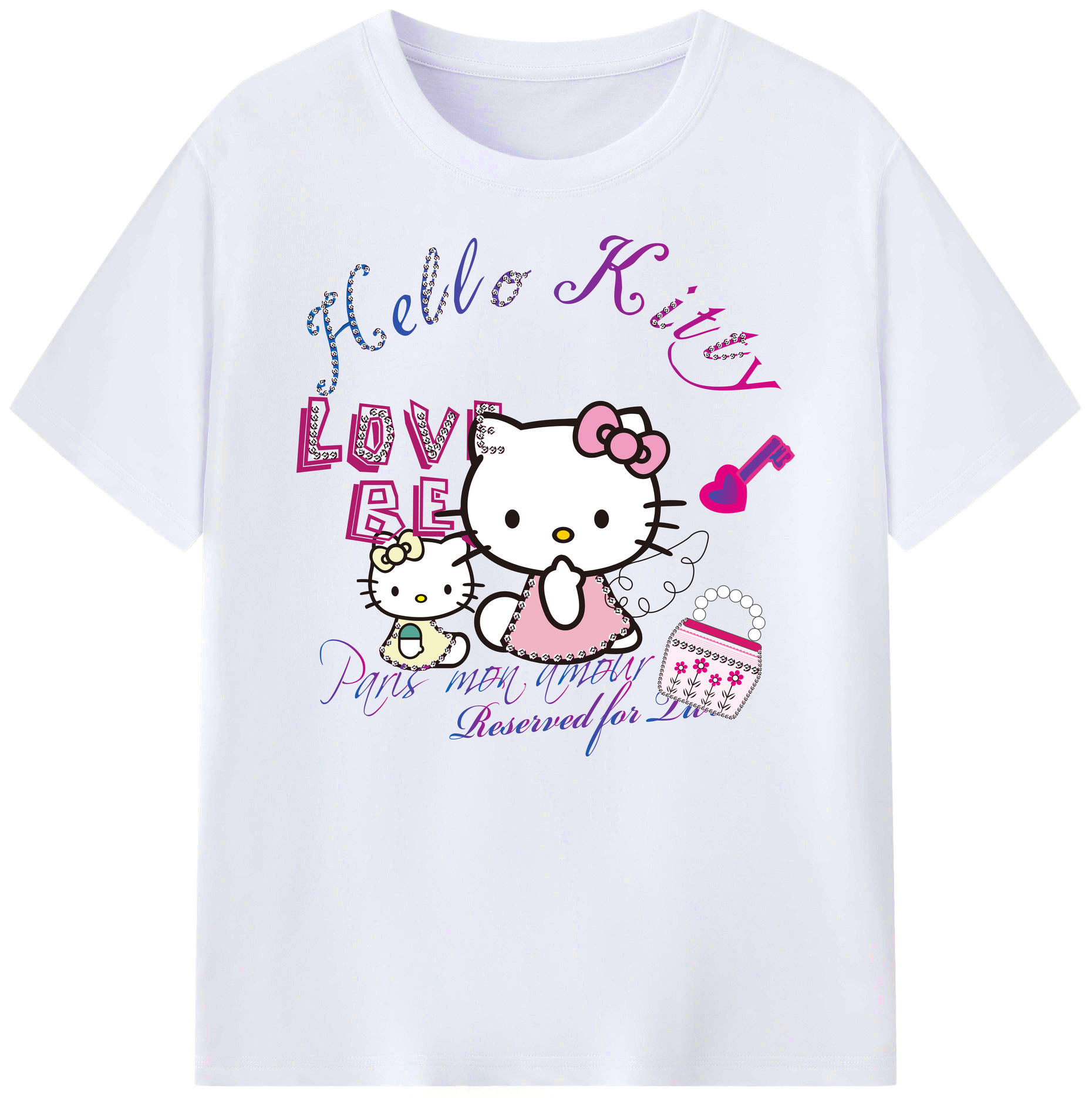 （画像用） Hello Kitty ハローキティ 綿100％ メンズ半袖Tシャツ｜肌触りやわらか＆通気性