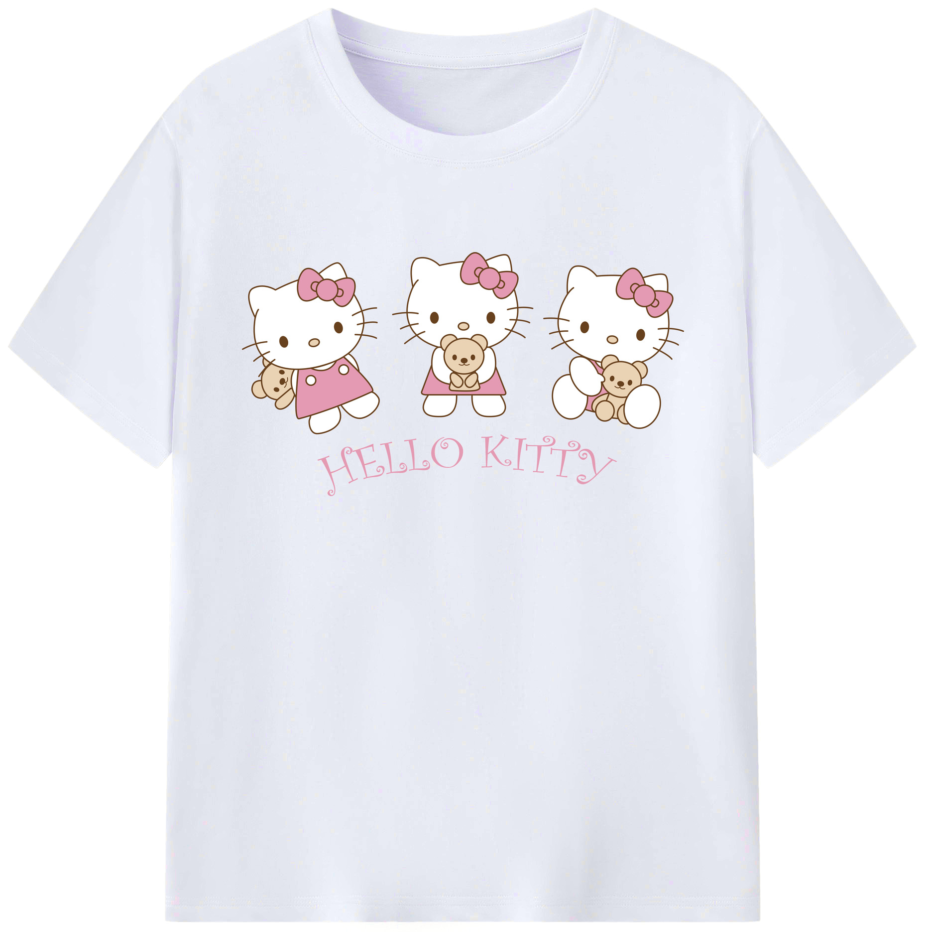 （画像用） Hello Kitty ハローキティ 綿100％ メンズ半袖Tシャツ｜肌触りやわらか＆通気性