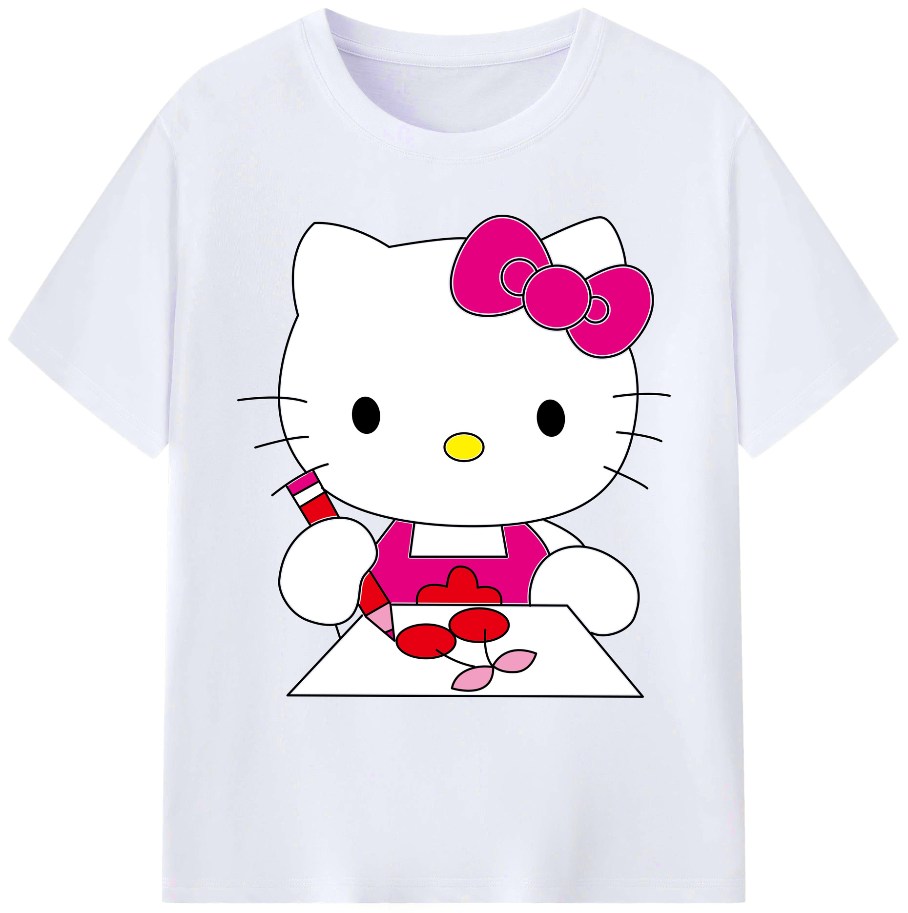 （画像用） Hello Kitty ハローキティ 綿100％ メンズ半袖Tシャツ｜肌触りやわらか＆通気性