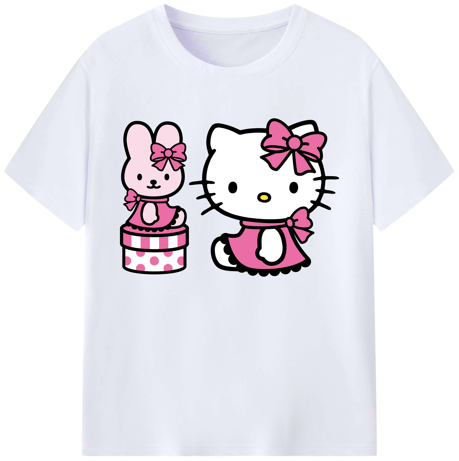 （画像用） Hello Kitty ハローキティ 綿100％ メンズ半袖Tシャツ｜肌触りやわらか＆通気性