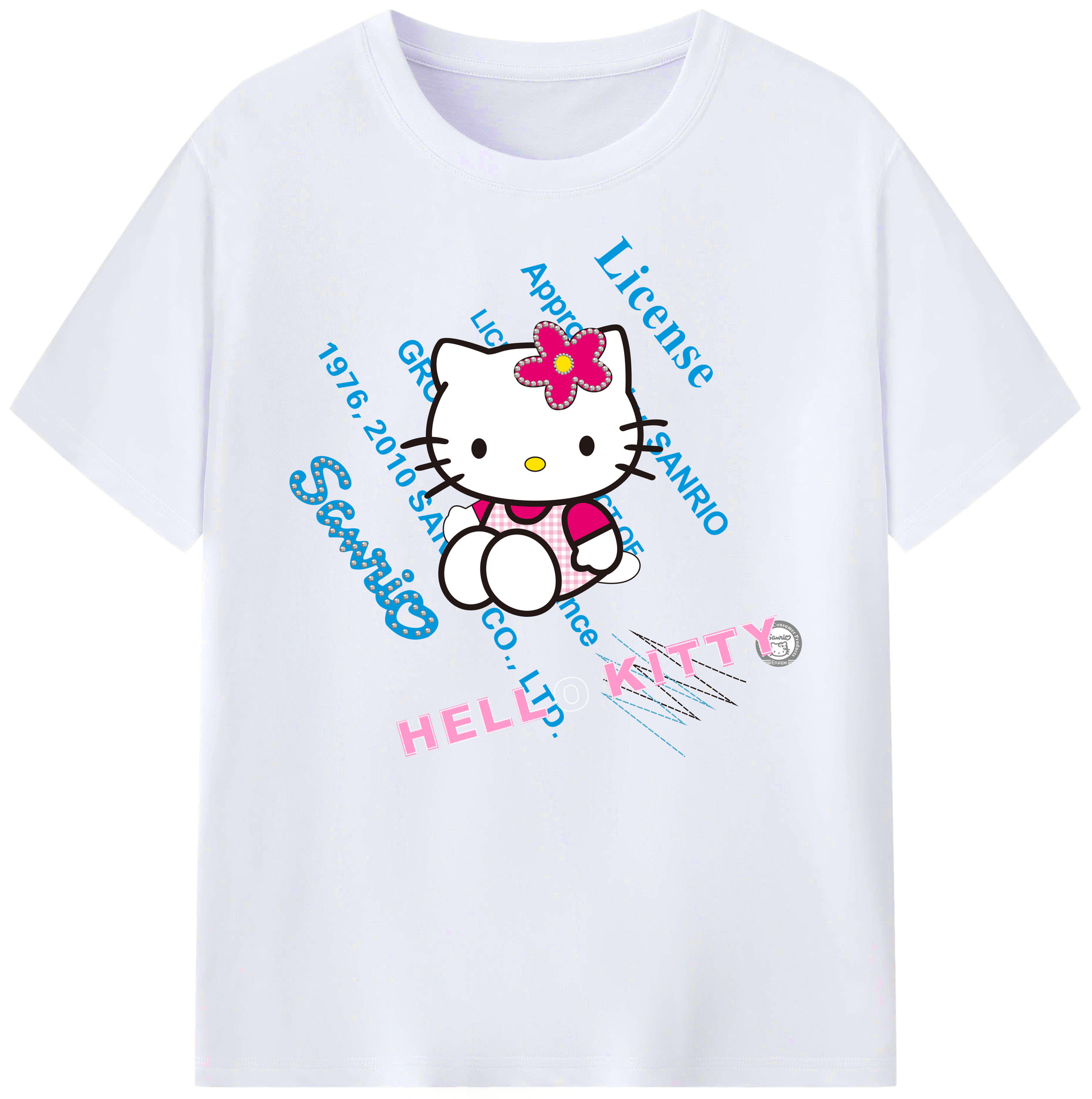 （画像用） Hello Kitty ハローキティ 綿100％ メンズ半袖Tシャツ｜肌触りやわらか＆通気性