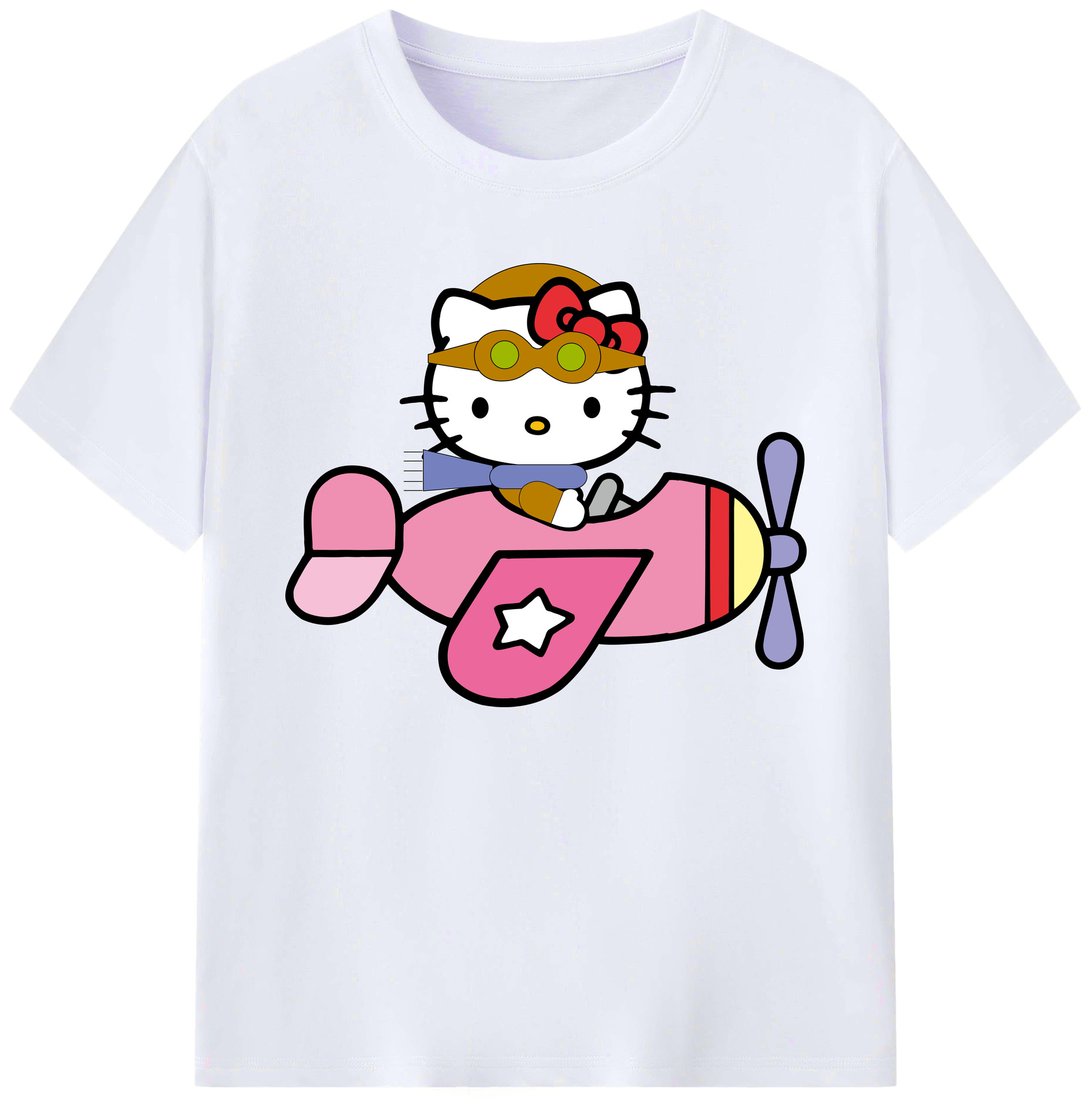 （画像用） Hello Kitty ハローキティ 綿100％ メンズ半袖Tシャツ｜肌触りやわらか＆通気性