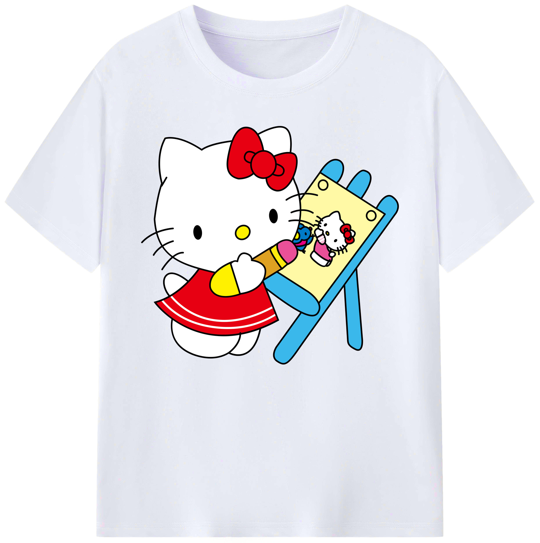 （画像用） Hello Kitty ハローキティ 綿100％ メンズ半袖Tシャツ｜肌触りやわらか＆通気性
