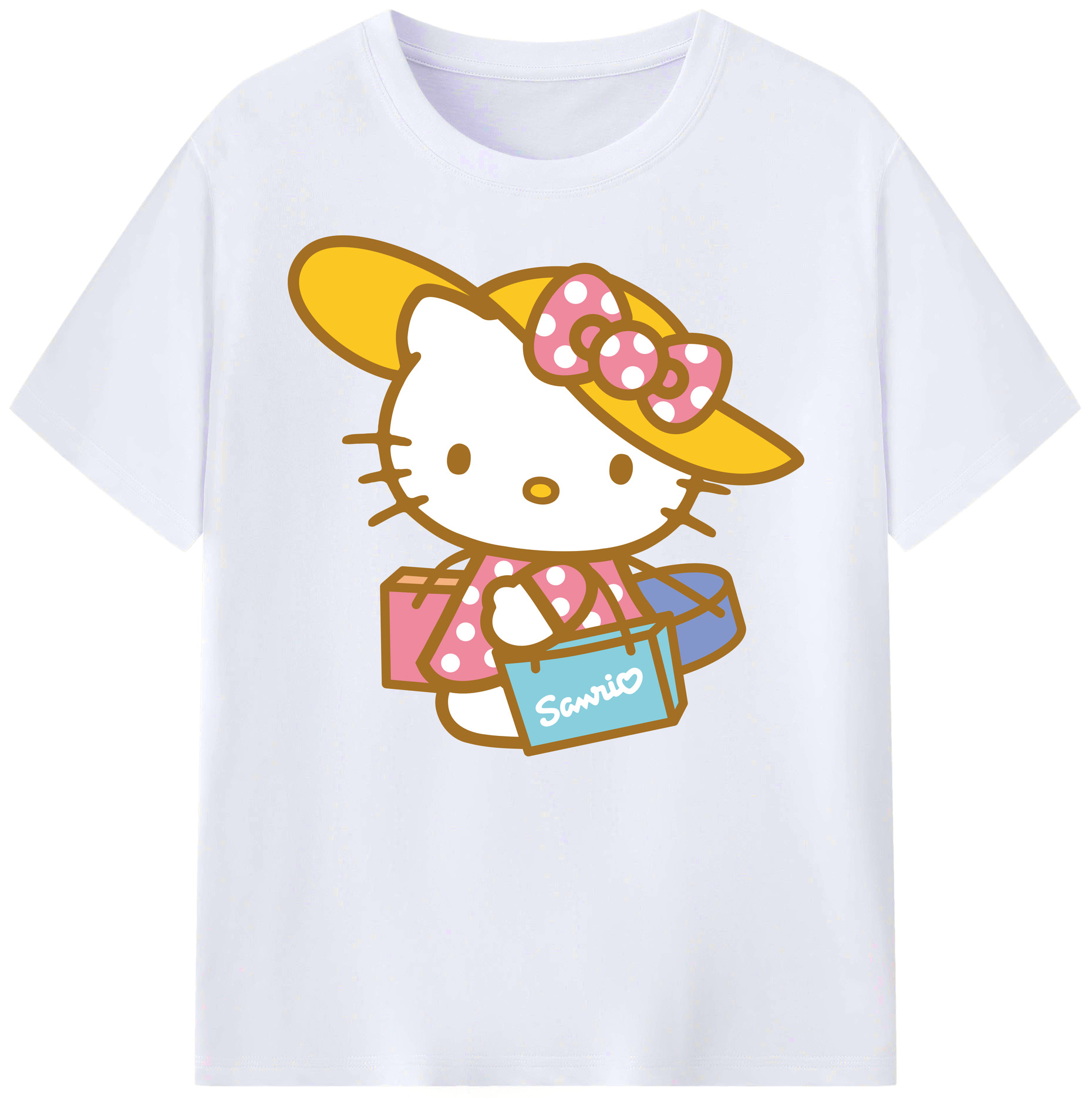 （画像用） Hello Kitty ハローキティ 綿100％ メンズ半袖Tシャツ｜肌触りやわらか＆通気性