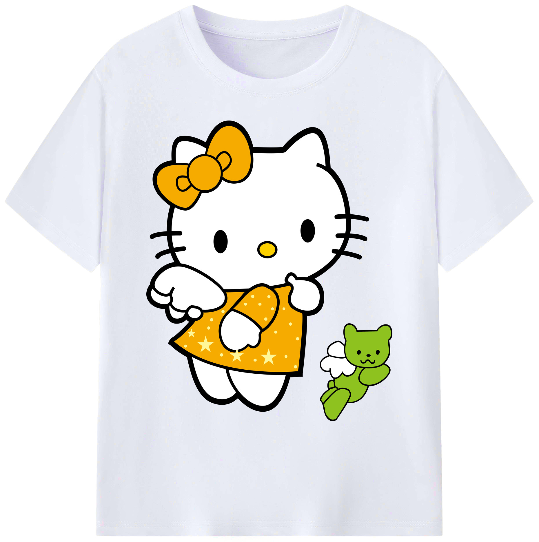 （画像用） Hello Kitty ハローキティ 綿100％ メンズ半袖Tシャツ｜肌触りやわらか＆通気性