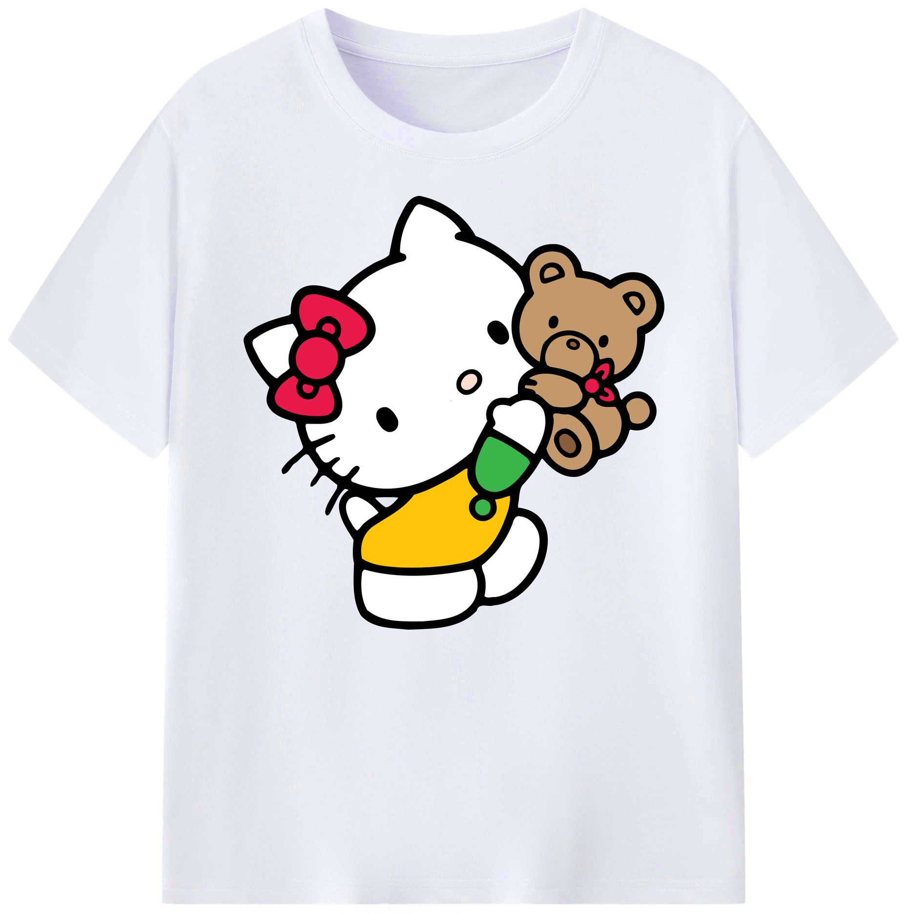 （画像用） Hello Kitty ハローキティ 綿100％ メンズ半袖Tシャツ｜肌触りやわらか＆通気性