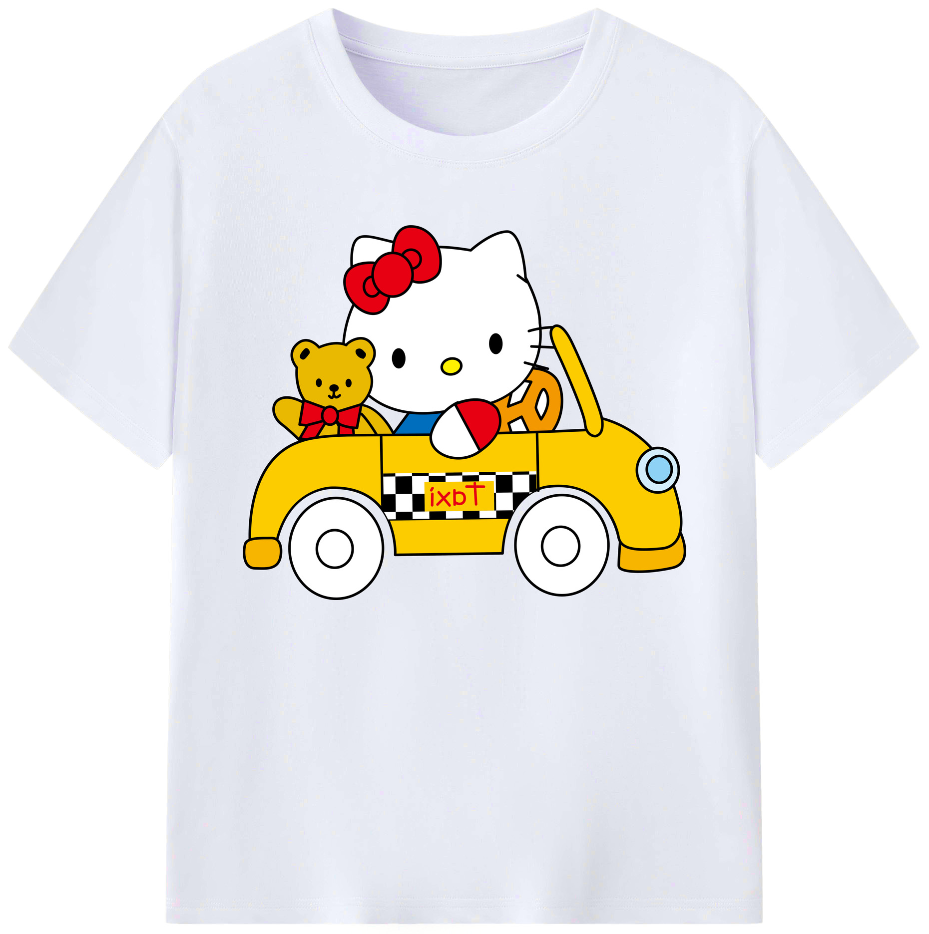 （画像用） Hello Kitty ハローキティ 綿100％ メンズ半袖Tシャツ｜肌触りやわらか＆通気性