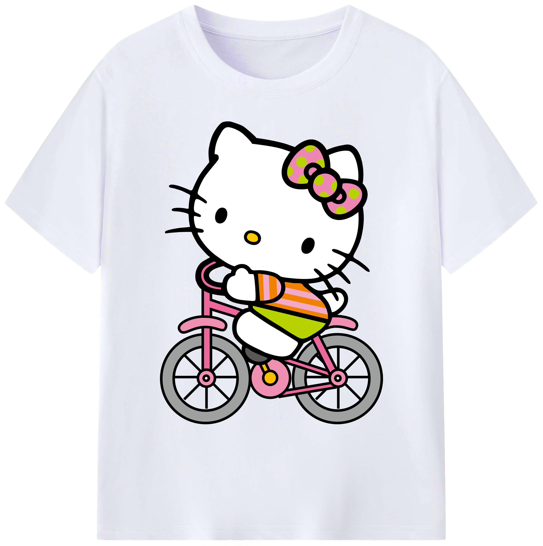 （画像用） Hello Kitty ハローキティ 綿100％ メンズ半袖Tシャツ｜肌触りやわらか＆通気性