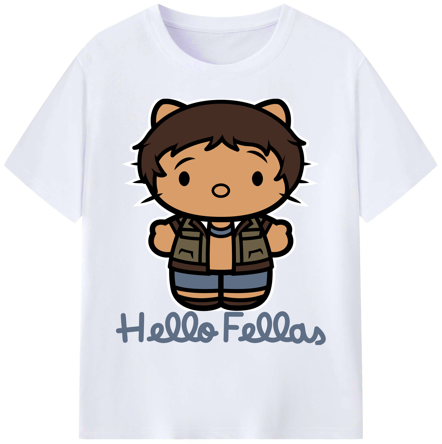 （画像用） Hello Kitty ハローキティ 綿100％ メンズ半袖Tシャツ｜肌触りやわらか＆通気性
