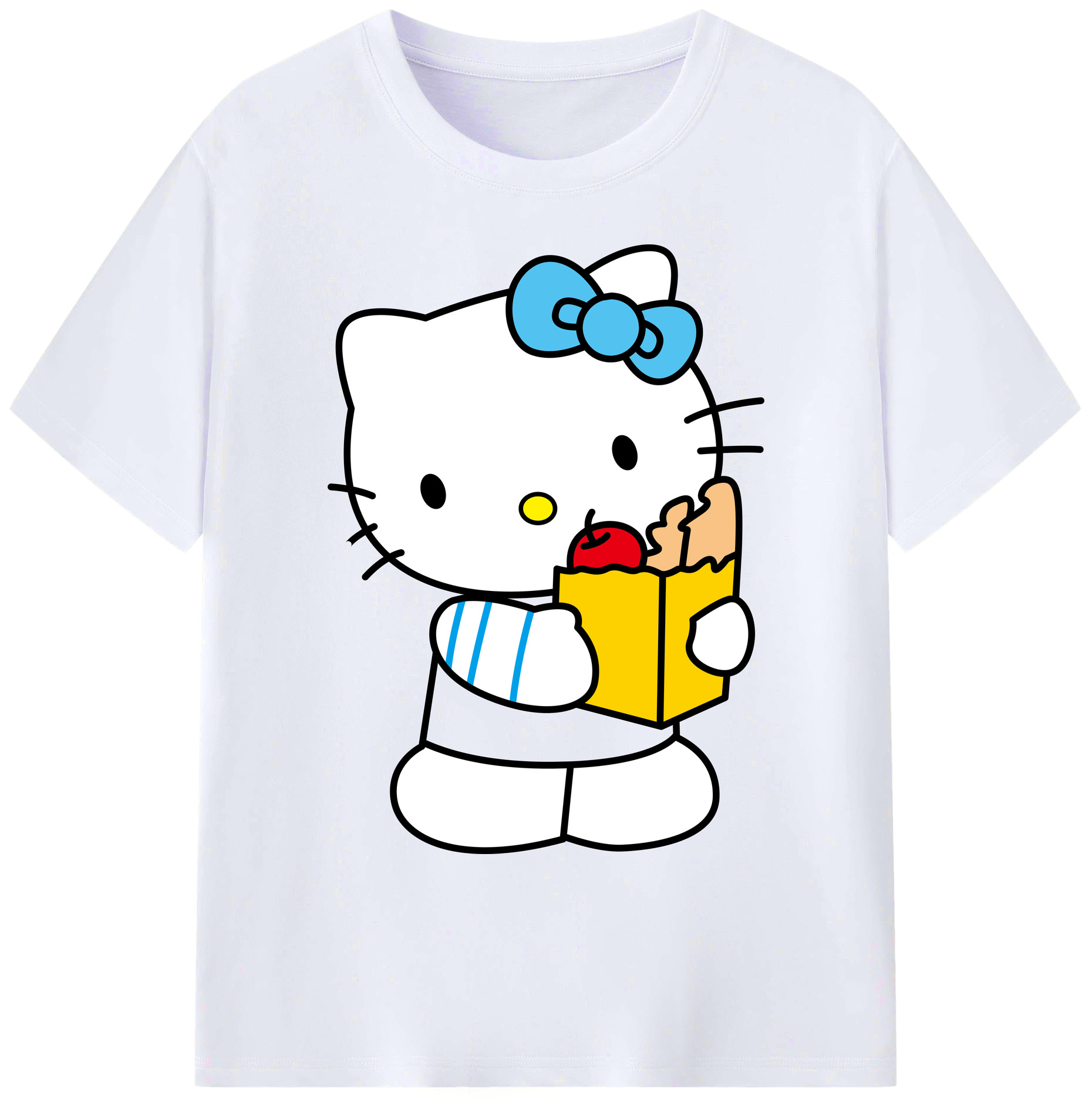 （画像用） Hello Kitty ハローキティ 綿100％ メンズ半袖Tシャツ｜肌触りやわらか＆通気性