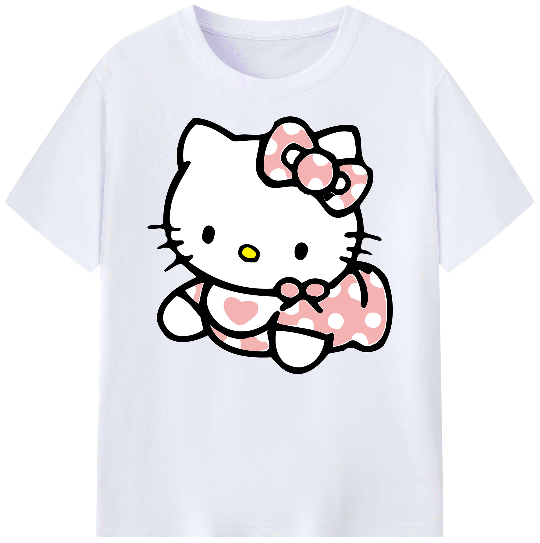 （画像用） Hello Kitty ハローキティ 綿100％ メンズ半袖Tシャツ｜肌触りやわらか＆通気性