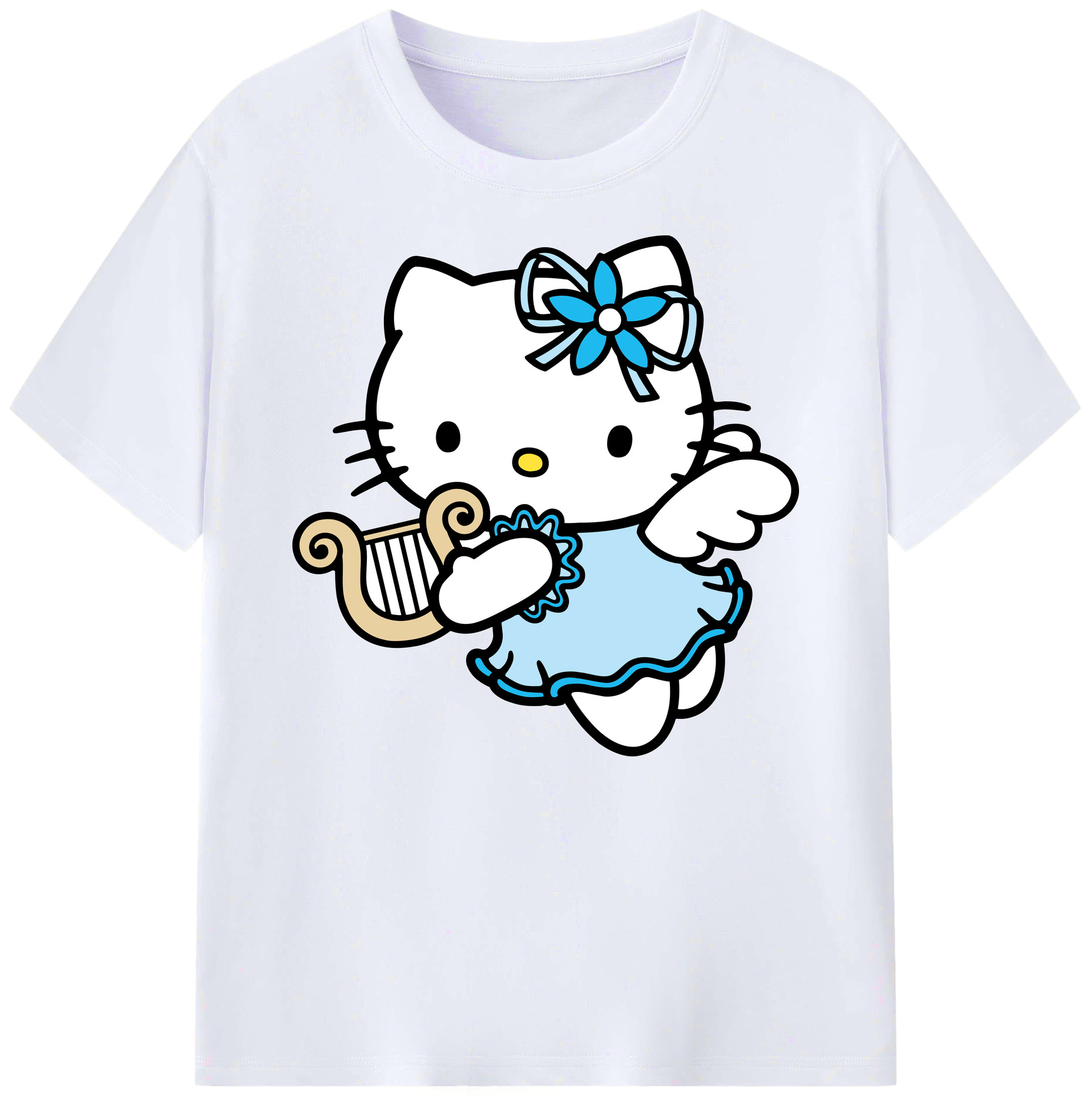 （画像用） Hello Kitty ハローキティ 綿100％ メンズ半袖Tシャツ｜肌触りやわらか＆通気性